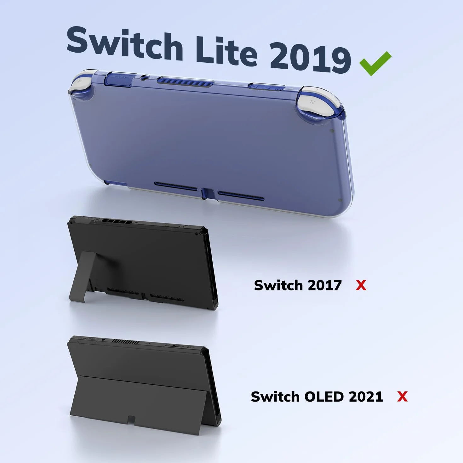 Younik Etui Switch Lite, 14 w 1 Zestaw Akcesoriów do Switch Lite z Etui na Przenoszenie, Przezroczyste Etui Ochronne, Etui na Karty Gry, 2 Ochrony Ekranu, 6 Gripy do Kciuka, Wisiorek, Niebieskie
