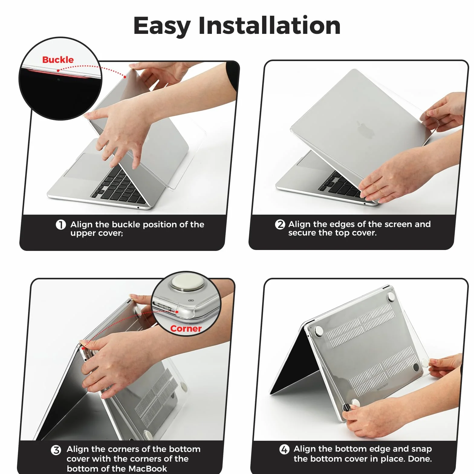 EooCoo Etui Kompatybilne z MacBook Air 13,6 cala M5 M4 M3 M2 2026 2025-2022 (A3449 A3240 A3113) z Touch ID, Sztywna Plastikowa Osłona Ochronna dla Mac 13" Gładka Powierzchnia - Krystalicznie Czysty