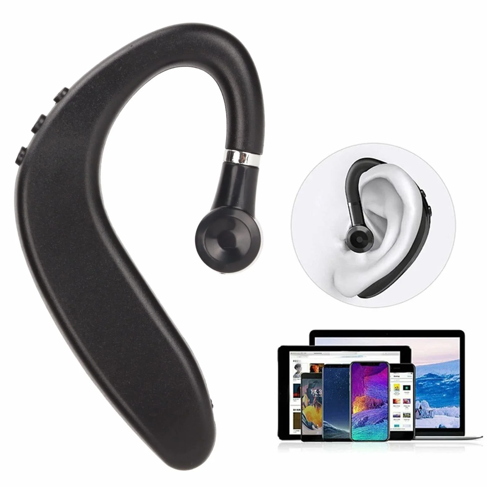 Zestaw Słuchawkowy z Jednym Uchem, Bezprzewodowe Słuchawki Bluetooth V5.2 Zestaw Słuchawkowy z Zaczepem na Ucho do Podróży Służbowych Wodoodporny Zestaw Słuchawkowy dla Biznesu