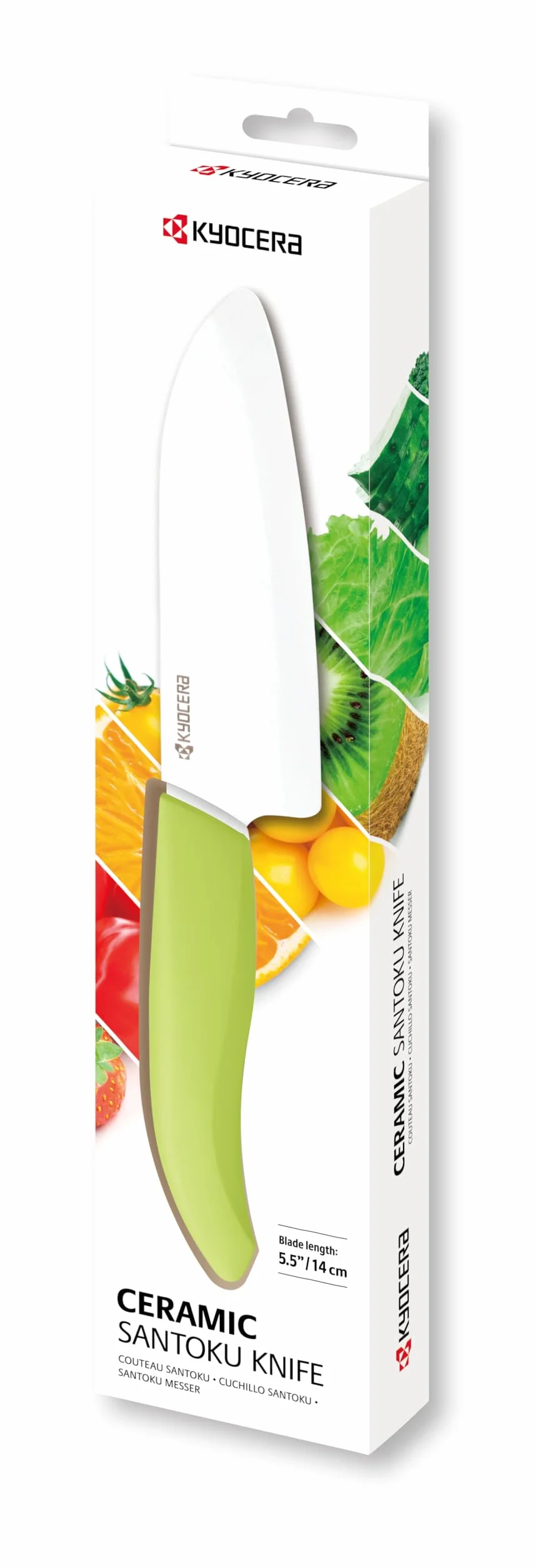 Kyocera Ceramiczny nóż Santoku z serii Gen, biały/zielony, 14 cm