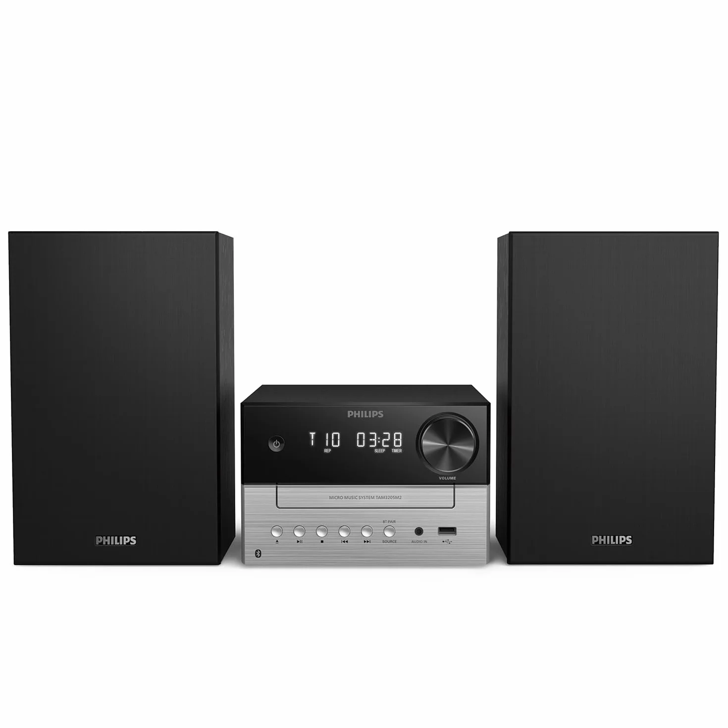 Philips Audio Mikrowieża hifi TAM3205M2, funkcja Bluetooth, odtwarzacz CD, USB, funkcja Auracast Radio FM, produkt w 85% wykonany z tworzywa sztucznego pochodzącego z recyklingu