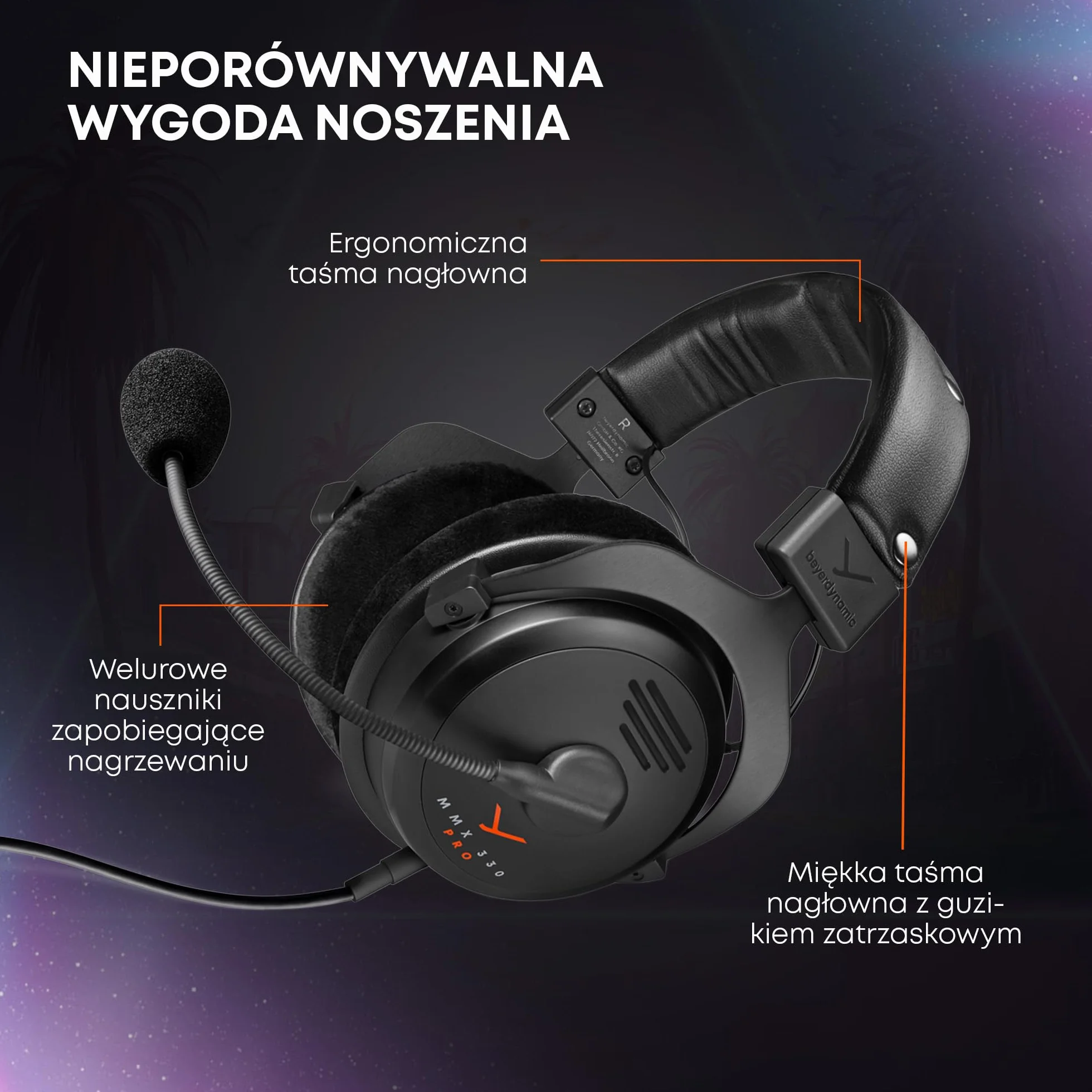 beyerdynamic MMX 330 PRO otwarte słuchawki gamingowe z przetwornikiem STELLAR.45 i mikrofonem pojemnościowym, przewodowe słuchawki gamingowe Made in Germany