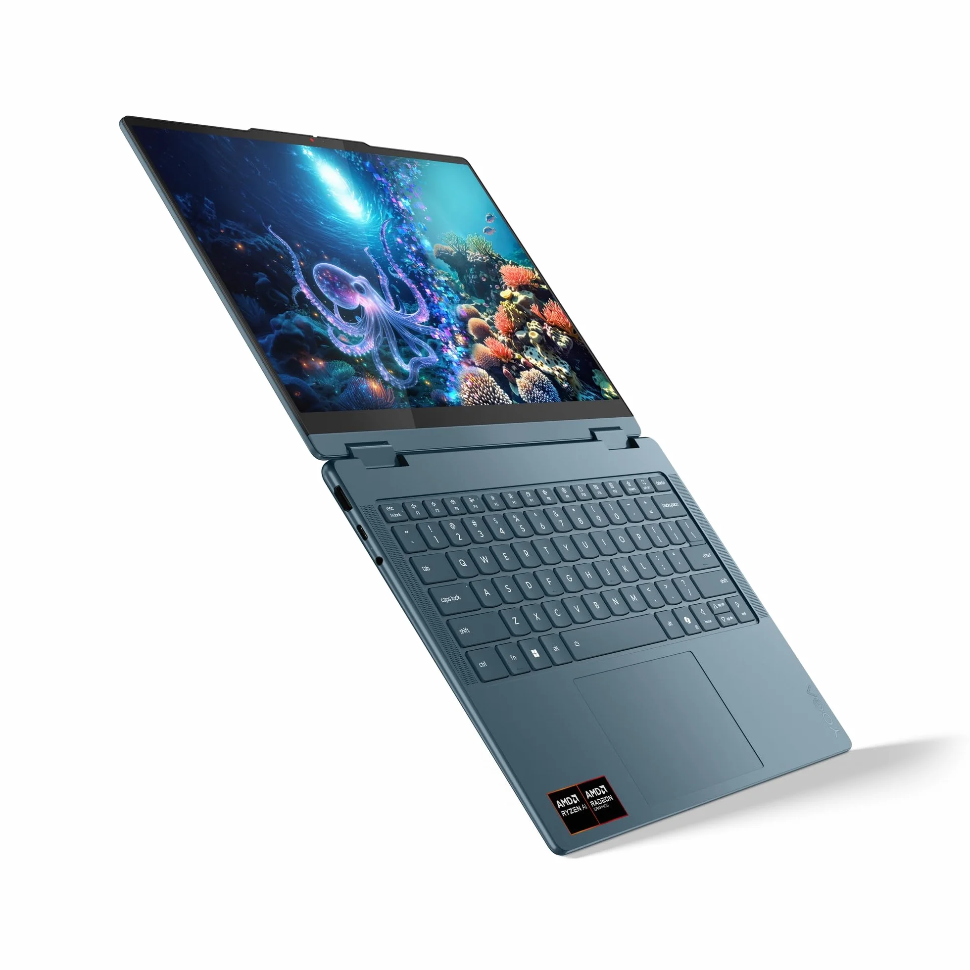 Lenovo Yoga 7 laptop 2 w 1, Copilot+, 14" WUXGA OLED, AMD Ryzen AI 7, 16 GB RAM, 512 GB SSD, AMD Radeon 860M, Win11, QWERTZ, Tidal Teal, 3 miesiące Premium Care, w zestawie etui dostępne wyłącznie w
