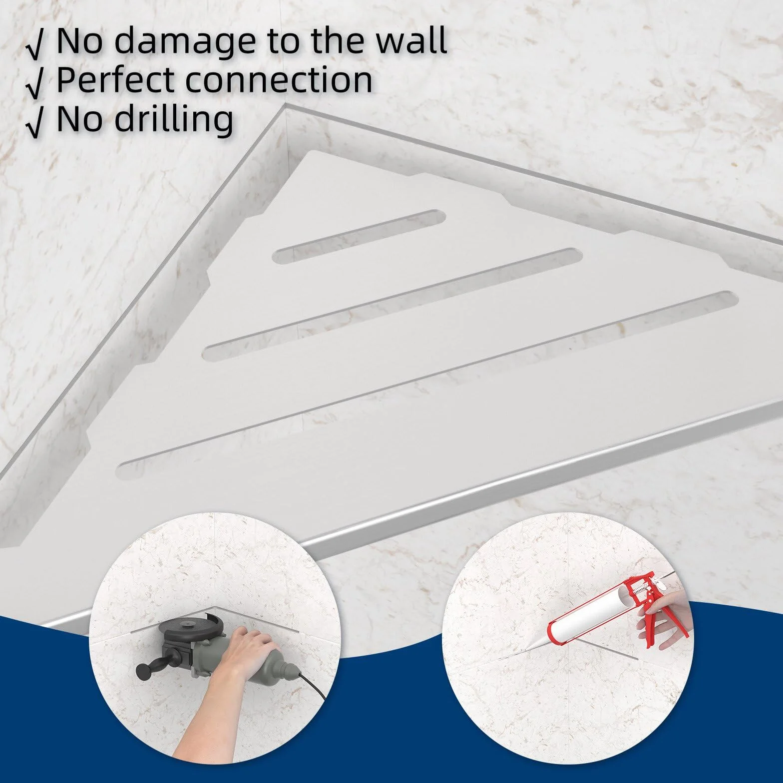 Regał narożny prysznicowy ze stali nierdzewnej 35x25 cm