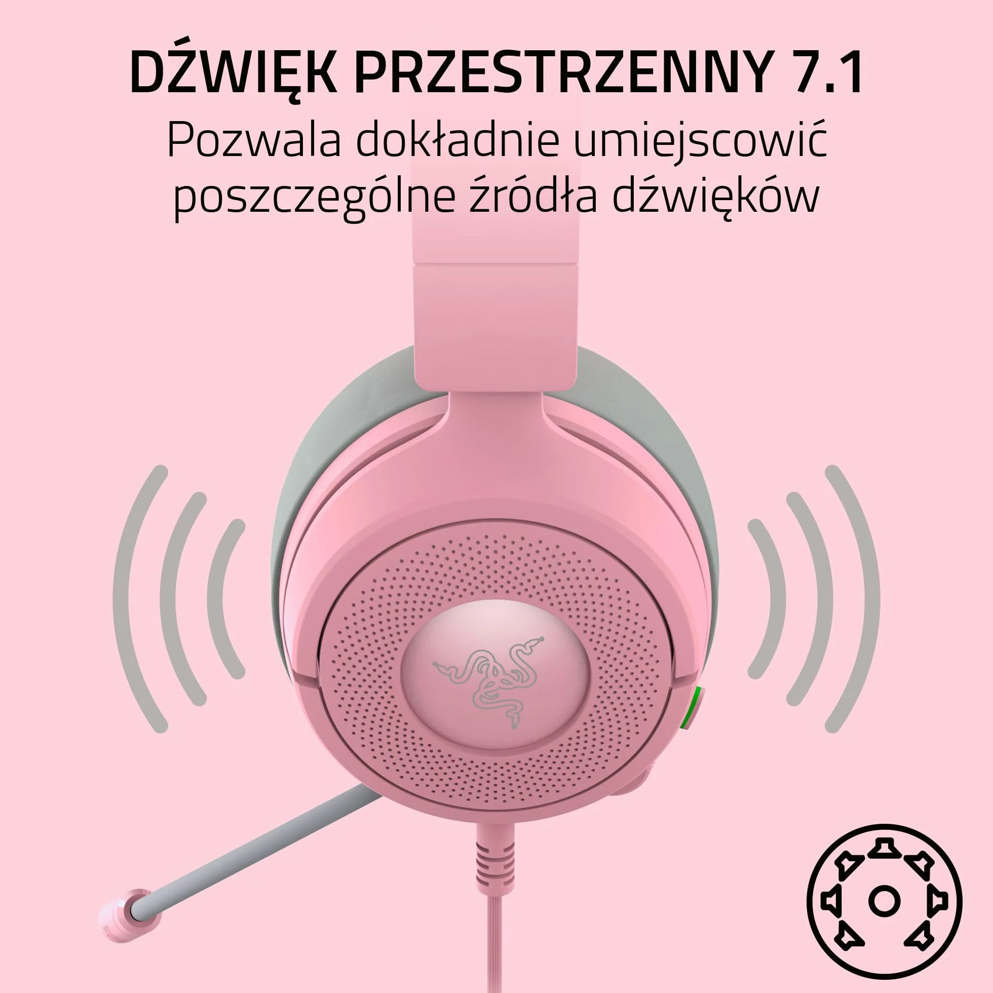 Razer Kraken Kitty V3 X - przewodowy zestaw słuchawkowy Kitty do gier - kultowe uszy Kitty - lekki, waży tylko 270g - mikrofon HyperClear Cardioid - przetworniki TriForce 40mm | Quartz