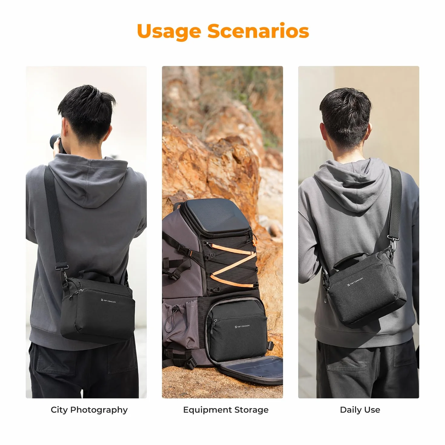 K&F Concept Torba na aparat, mała torba na aparat crossbody, DSLR/SLR, bez lustra, kompaktowe torby fotograficzne na ramię dla fotografów, Czarny, Plecaki na ramię