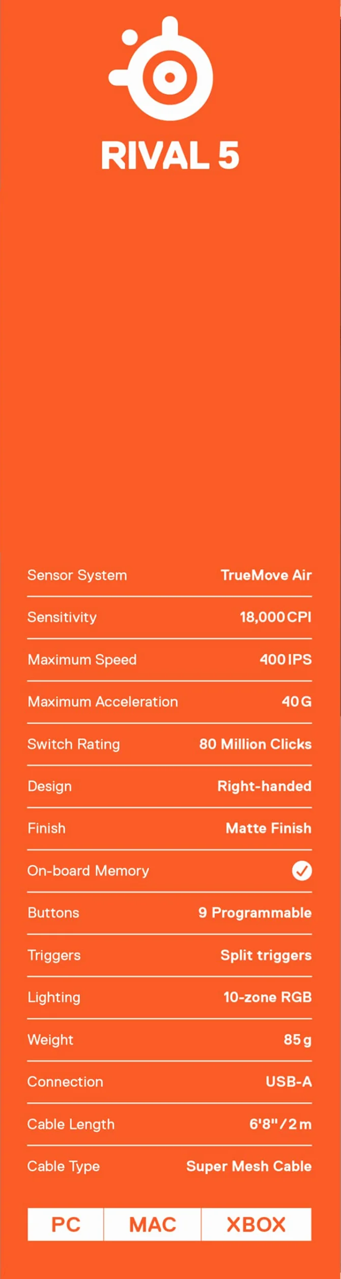 Steelseries Rival 5 Mysz Gamingowa Czarny