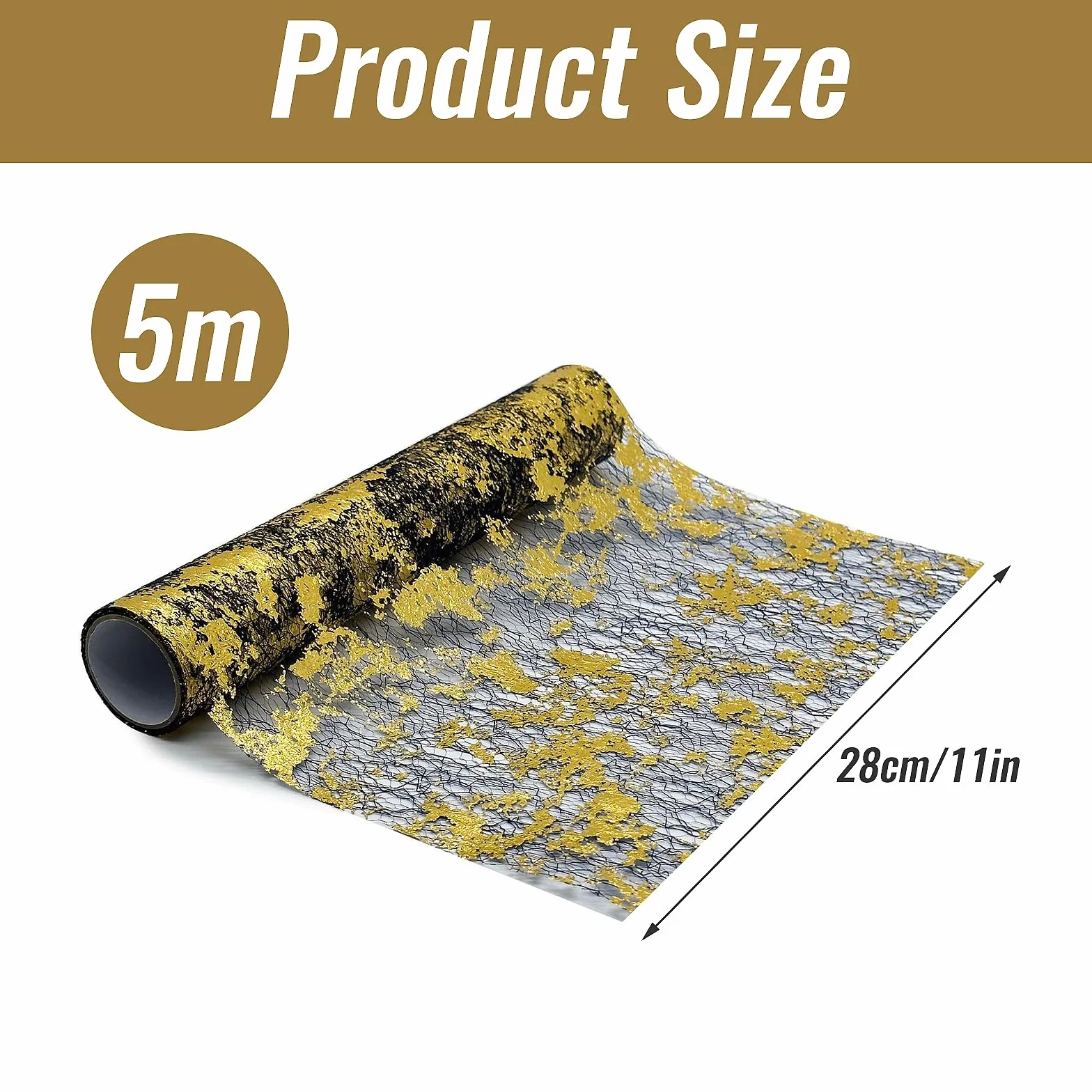Bieżnik na stół czarno-złoty 28 cm × 5 m dekoracyjny z wzorem foliowym
