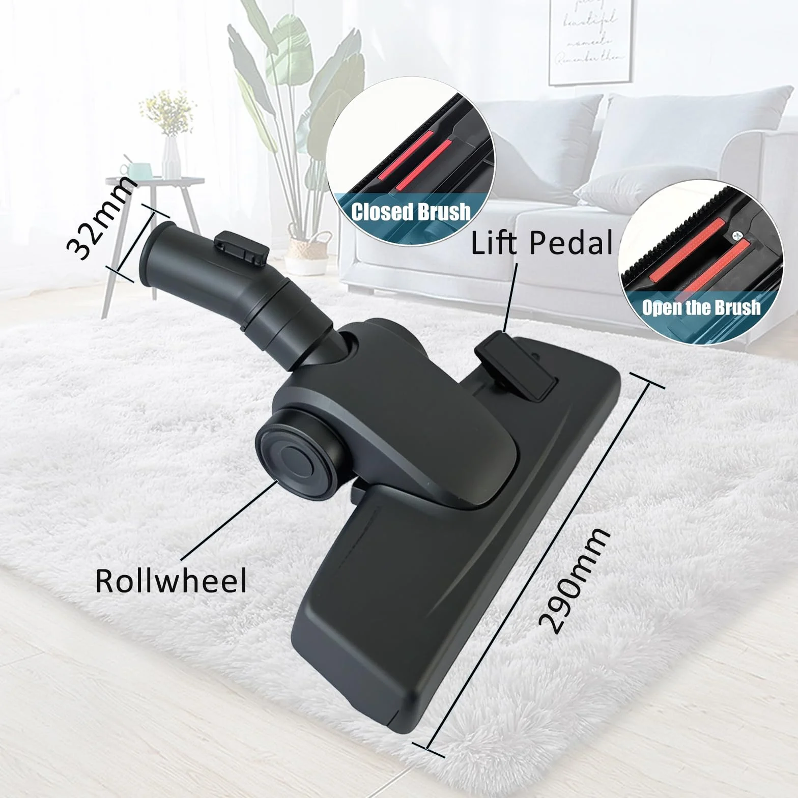 Uniwersalne dysze do odkurzacza 32-35 mm do AEG, Bosch, Siemens, Panasonic, Philips pionowy odkurzacz część zamienna dysza podłogowa