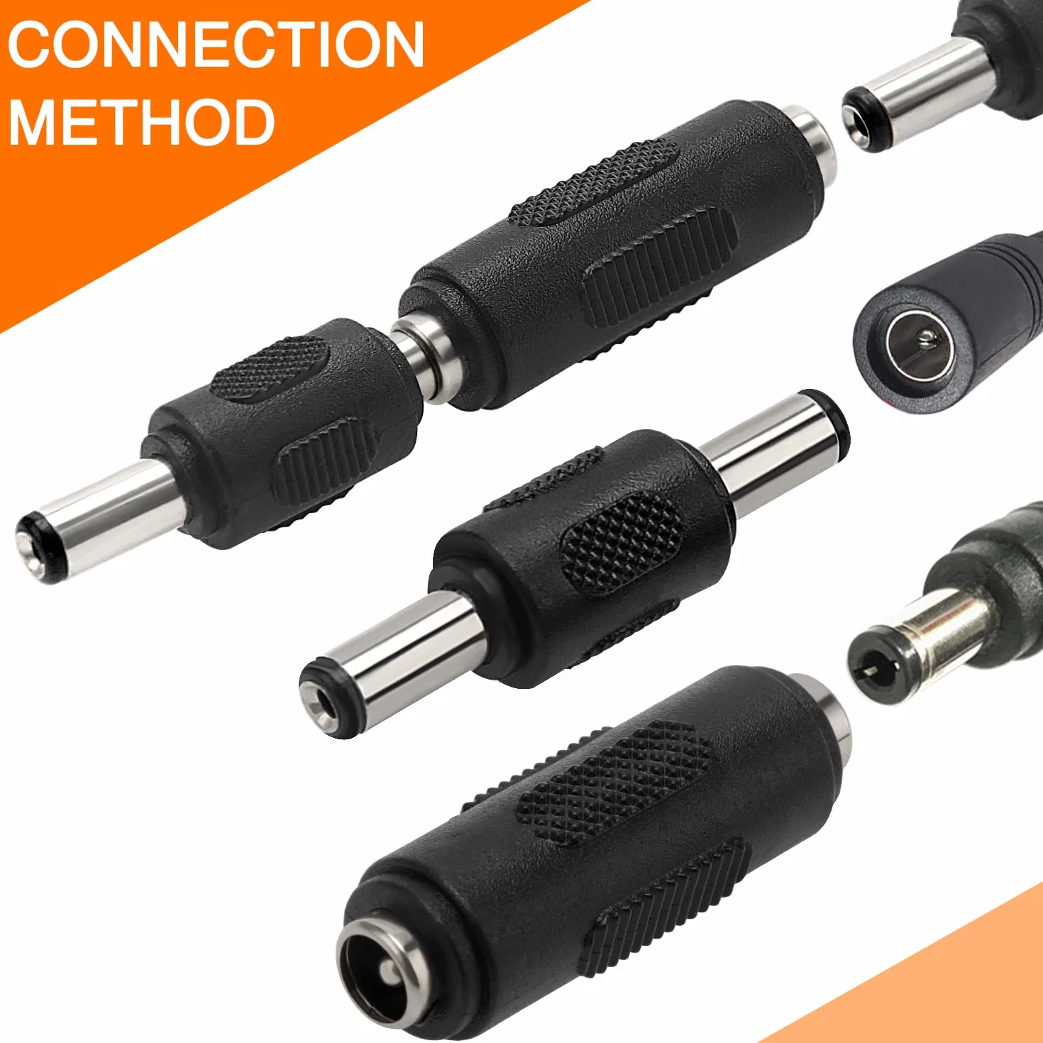 12 Sztuk 5.5x2.1 mm DC Łącznik Zasilania, KUOQIY DC Męski do Męski Złącza Wtykowego, 12V Żeński do Żeńskiego Złącza Jack, Przejściówka dla Kamery CCTV