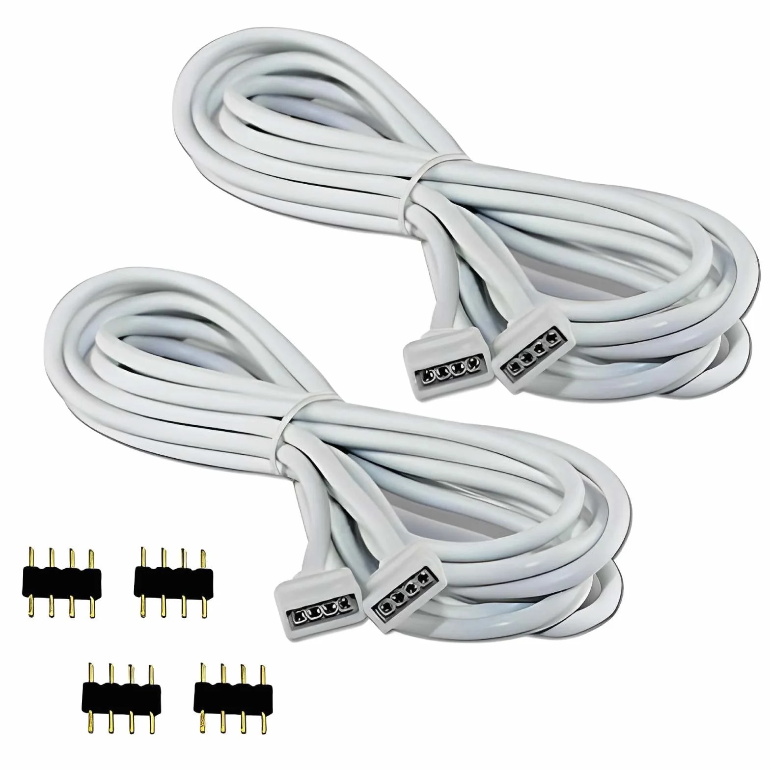 Coolwest Przedłużający Kabel Do Led Rgb Strip 4-Pinowy, Łącznik, Odpowiedni Do Listwy Led Rgb [Wielorazowy], 2-Pak
