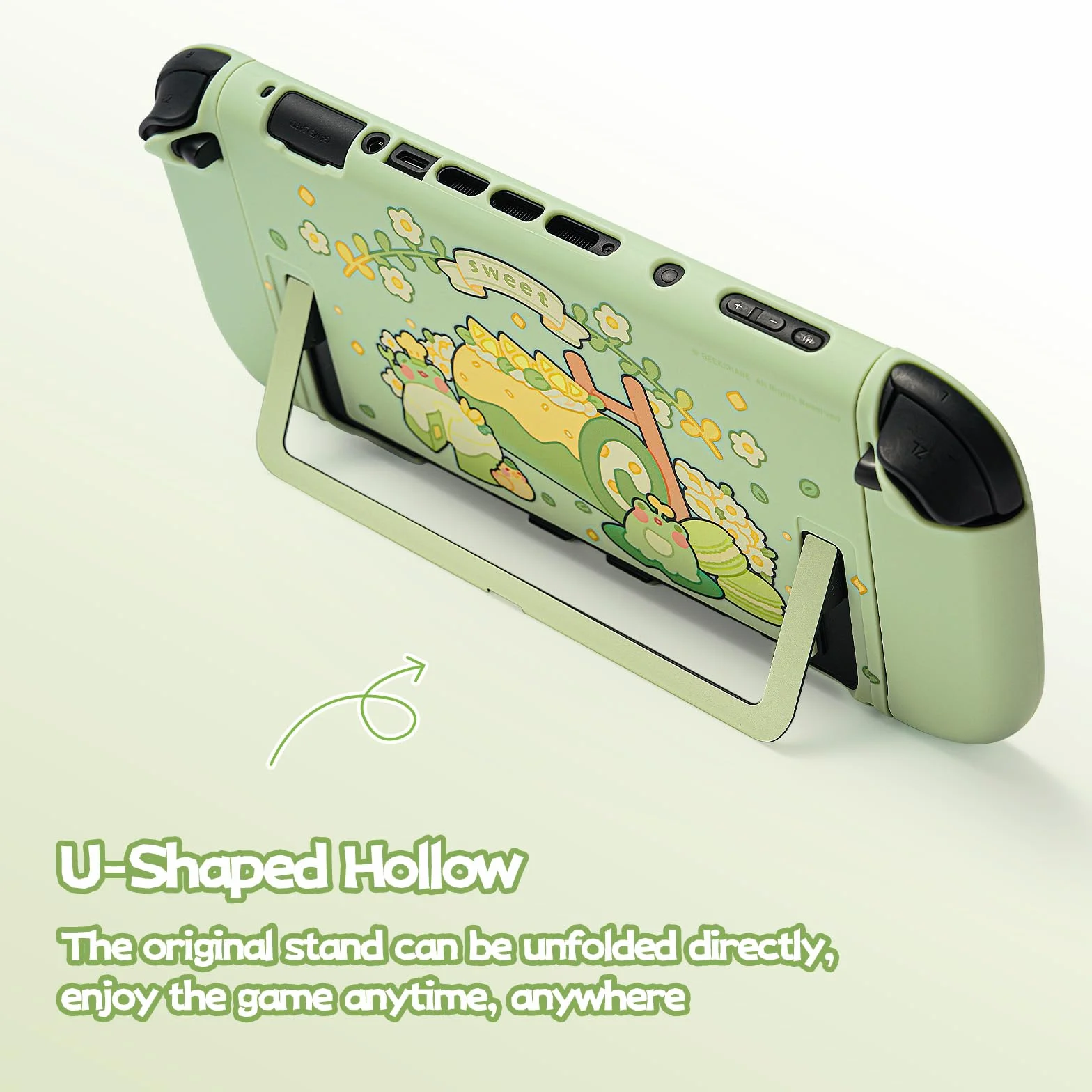 GeekShare Etui ochronne kompatybilne z Switch 2, twarde, smukłe etui PC, konstrukcja dokująca do konsoli Switch 2 i kontrolera JC – żaba Matcha