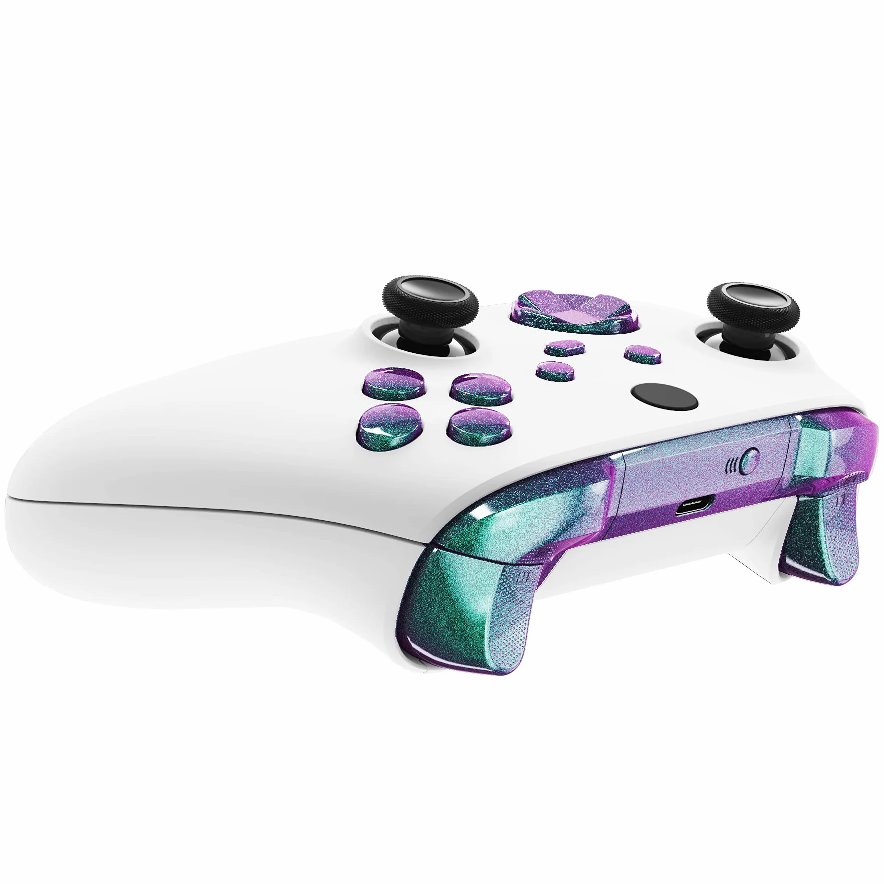 eXtremeRate No Letter Imprint Niestandardowe Pełne Przyciski dla Xbox Series X/S Controller, Kameleon Zielony Fioletowy Akcesoria Zderzaki Wyzwalacze Dpad Przyciski ABXY dla Xbox Series X/S, dla Xbox Core Controller