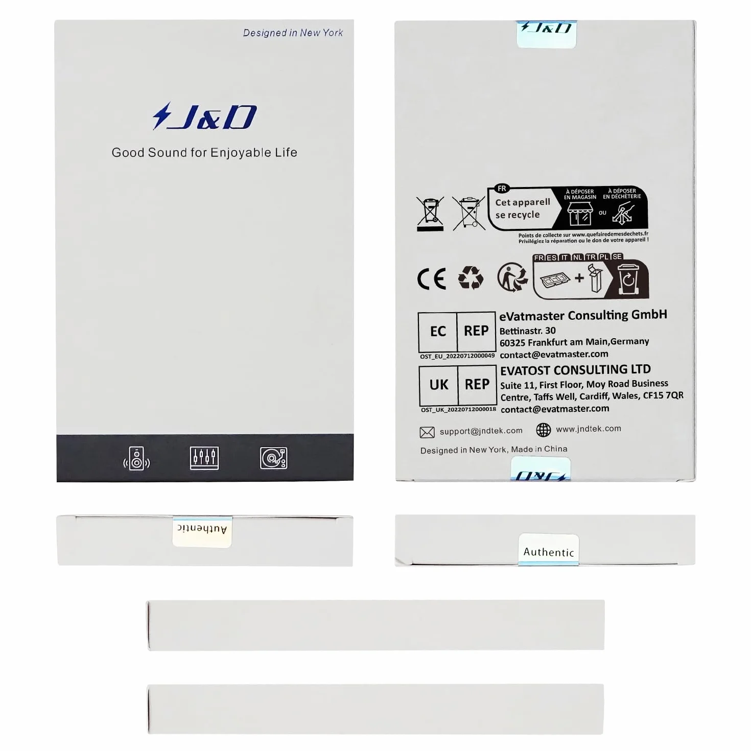 J&D Kabel 3,5 mm Do 2 RCA - Pozłacana Miedziana Powłoka, Wytrzymały Adapter Stereo Audio Przedłużający, 0.3 m