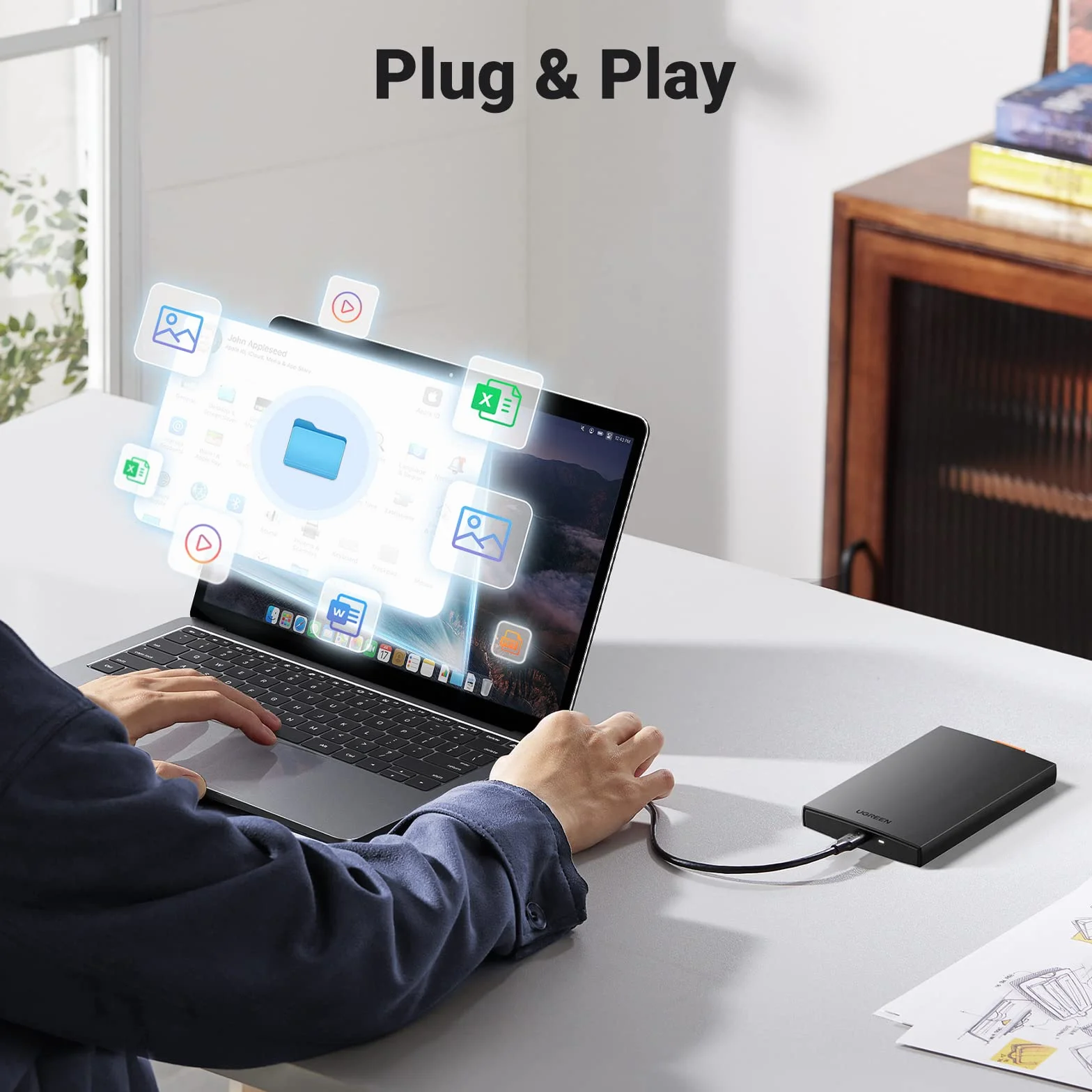 UGREEN USB C 3.1 Gen 2 Obudowa Dysku Twardego 2,5 Cala 10TB 6 Gb/s Kompatybilna z Macbook Pro 2021 Dell XPS 15