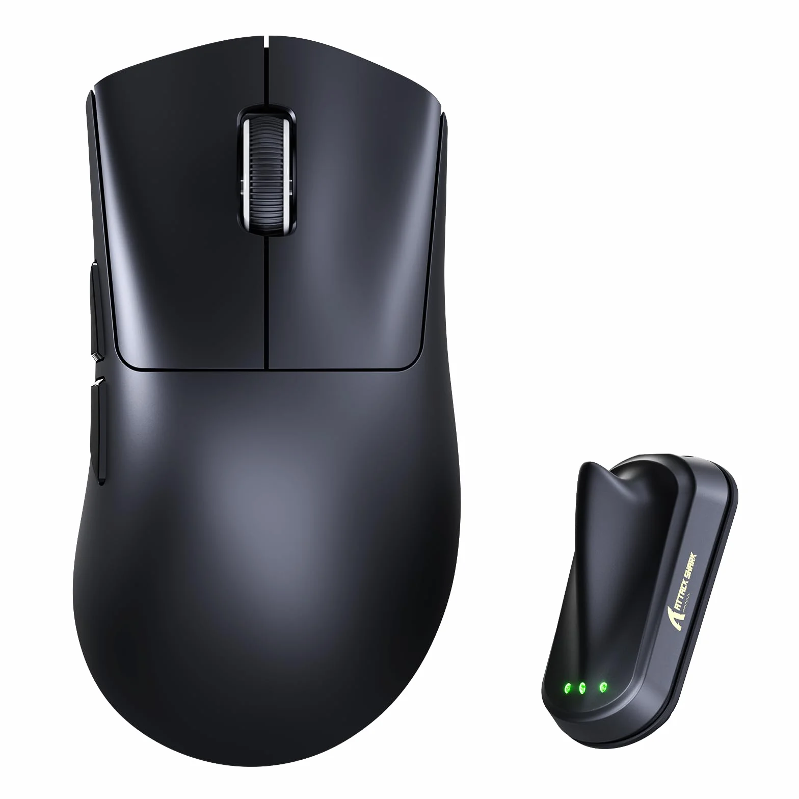 ATTACK SHARK V8 Bezprzewodowa Mysz Gamingowa 8000Hz, Chip Nordic 54L15, Sensor PAW3950MAX, 59g Ultralekka, 42000 DPI, 20 000 FPS, Ergonomiczna, BT / 2,4GHz / Przewodowa, Powłoka Ice, PC/Win, Czarny