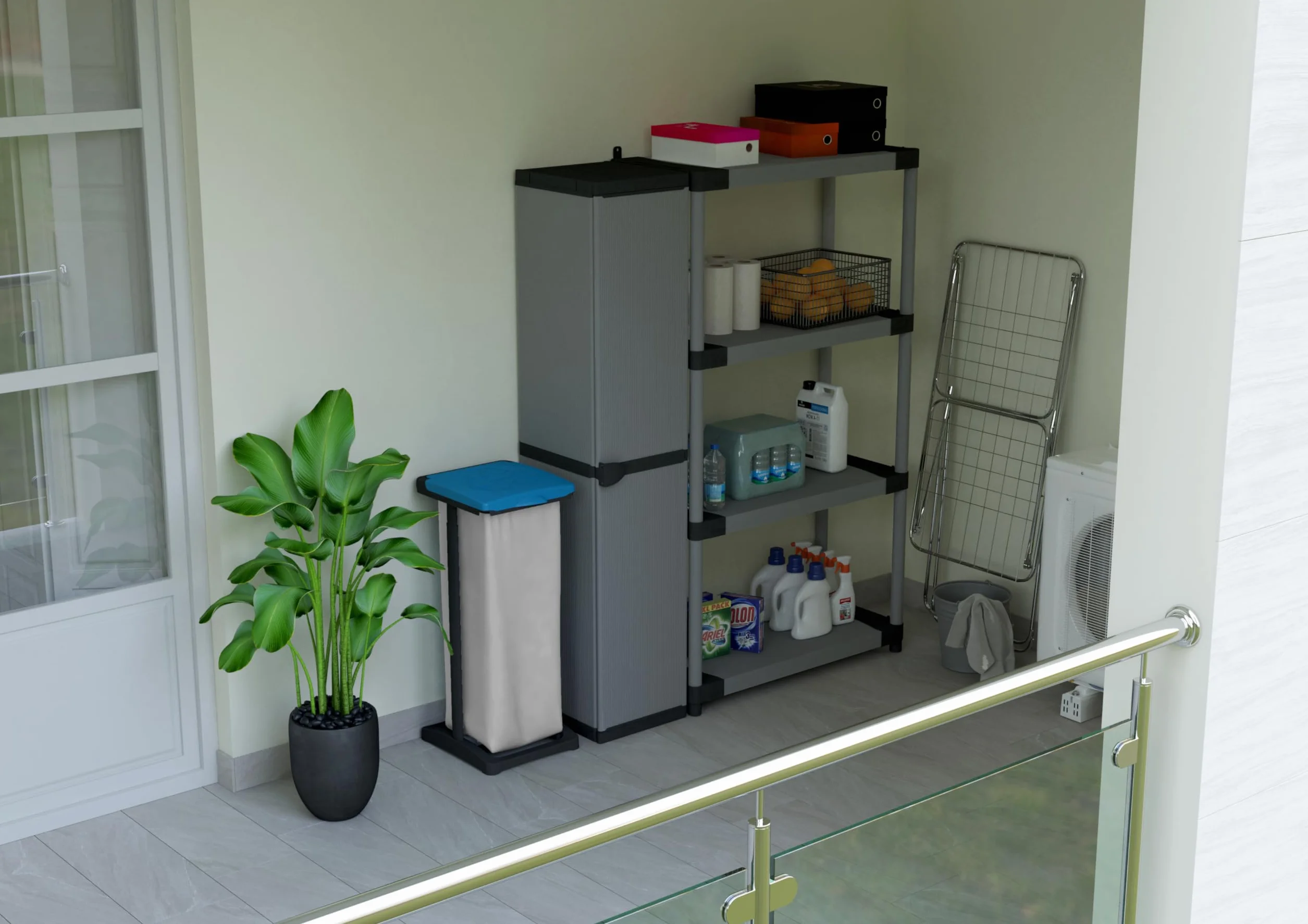Adventa: Szafa z żywicy PCW i PP, 1-drzwiowa, 3 półki, łatwa instalacja, system modułowy, wytrzymała, nadaje się do użytku wewnątrz i na zewnątrz, 34 l x 40 cm x 165 cm, szara i czarna