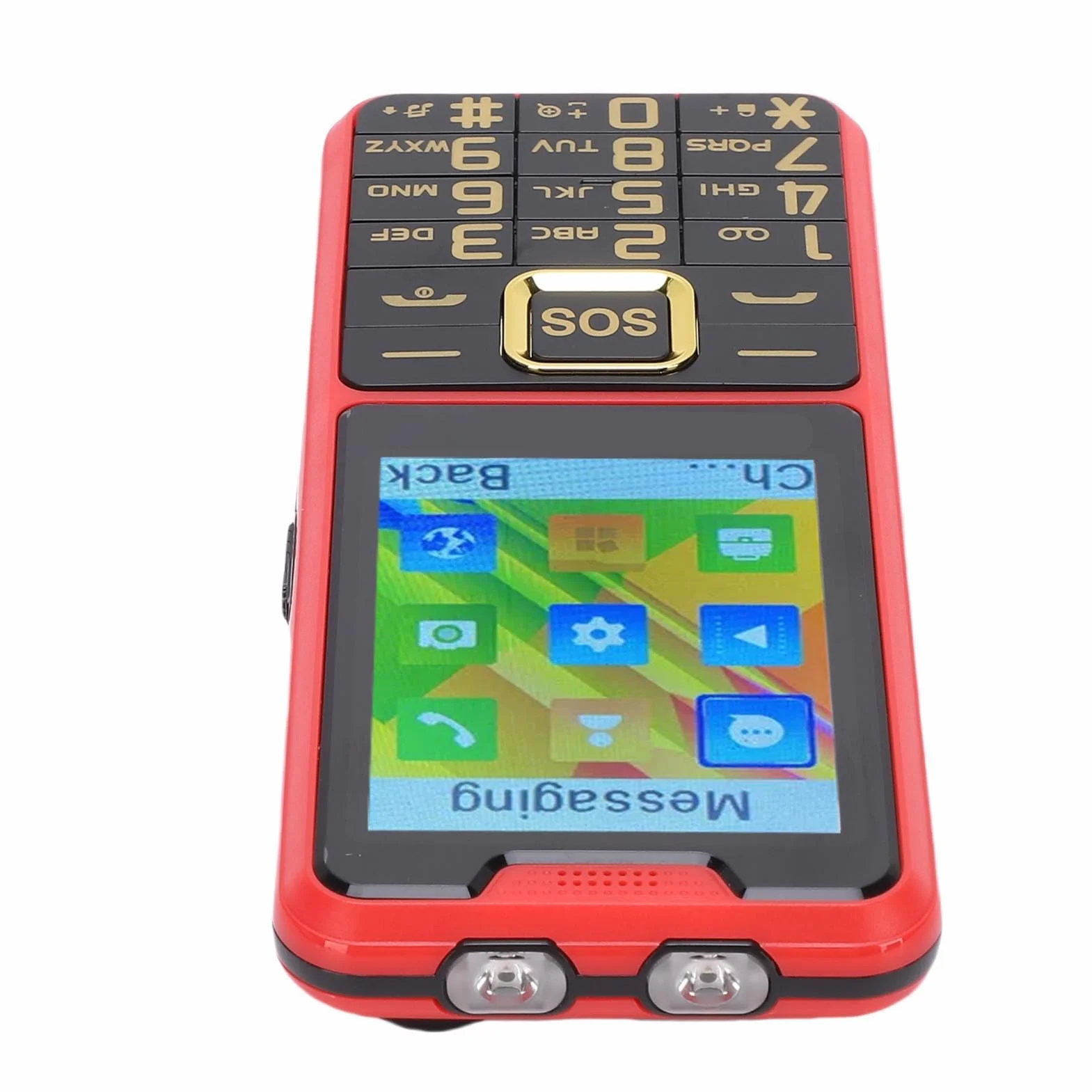 Lazmin112 Telefon Komórkowy 4G z Dużymi Przyciskami Dla Seniorów, Ekran Hd 2,6 Cala, Dwie Karty Sim, Sos, 0,13 Mp, Latarka, Skróty Do Numerów, Dyktafon, Fm, Muzyki, Bateria 2500 Mah (czerwony)