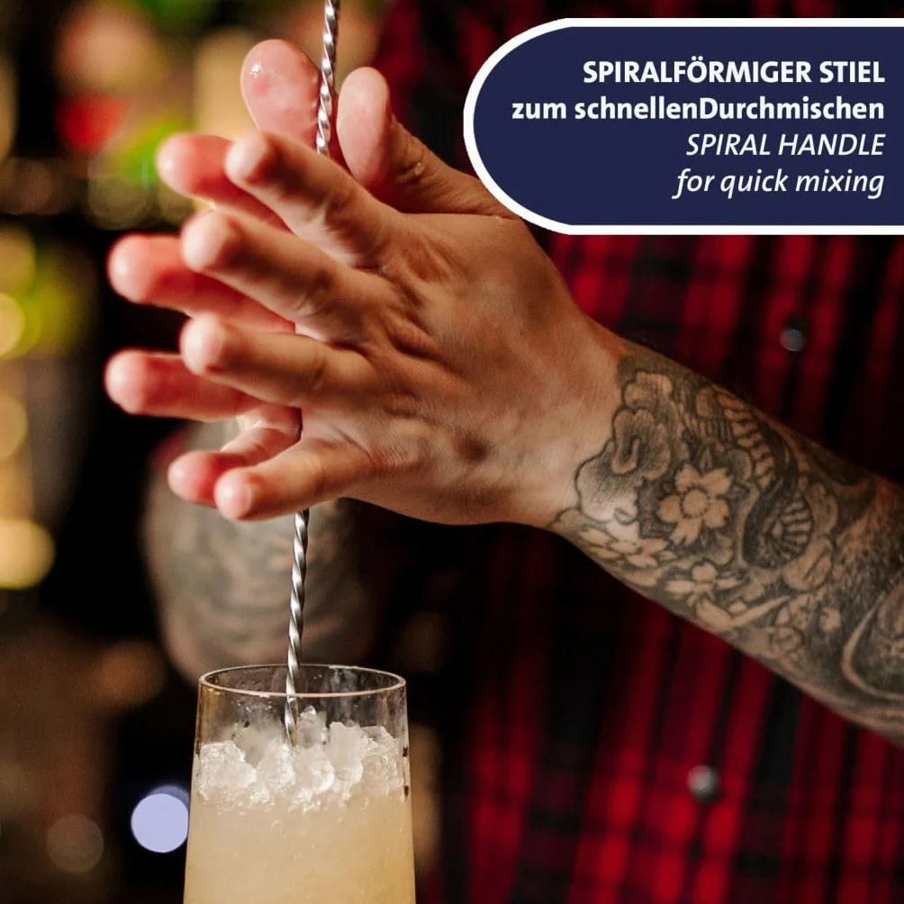 Westmark Łyżka barowa James – praktyczne akcesorium barowe do mieszania koktajli, wysokiej jakości łyżka spiralna do pysznych long drinków, długi uchwyt – stal nierdzewna 18/8
