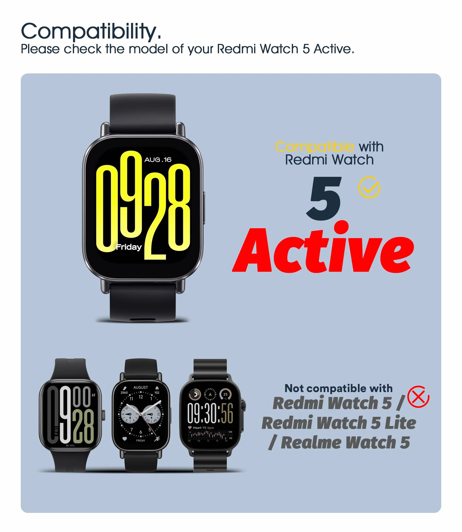 NEWZEROL 2 etui ochronne, kompatybilne z Xiaomi Redmi Watch 5 Active, ramka ochronna na komputer + folia ochronna na wyświetlacz z hartowanego szkła do Xiaomi Redmi Watch5 Active – białe/różowe