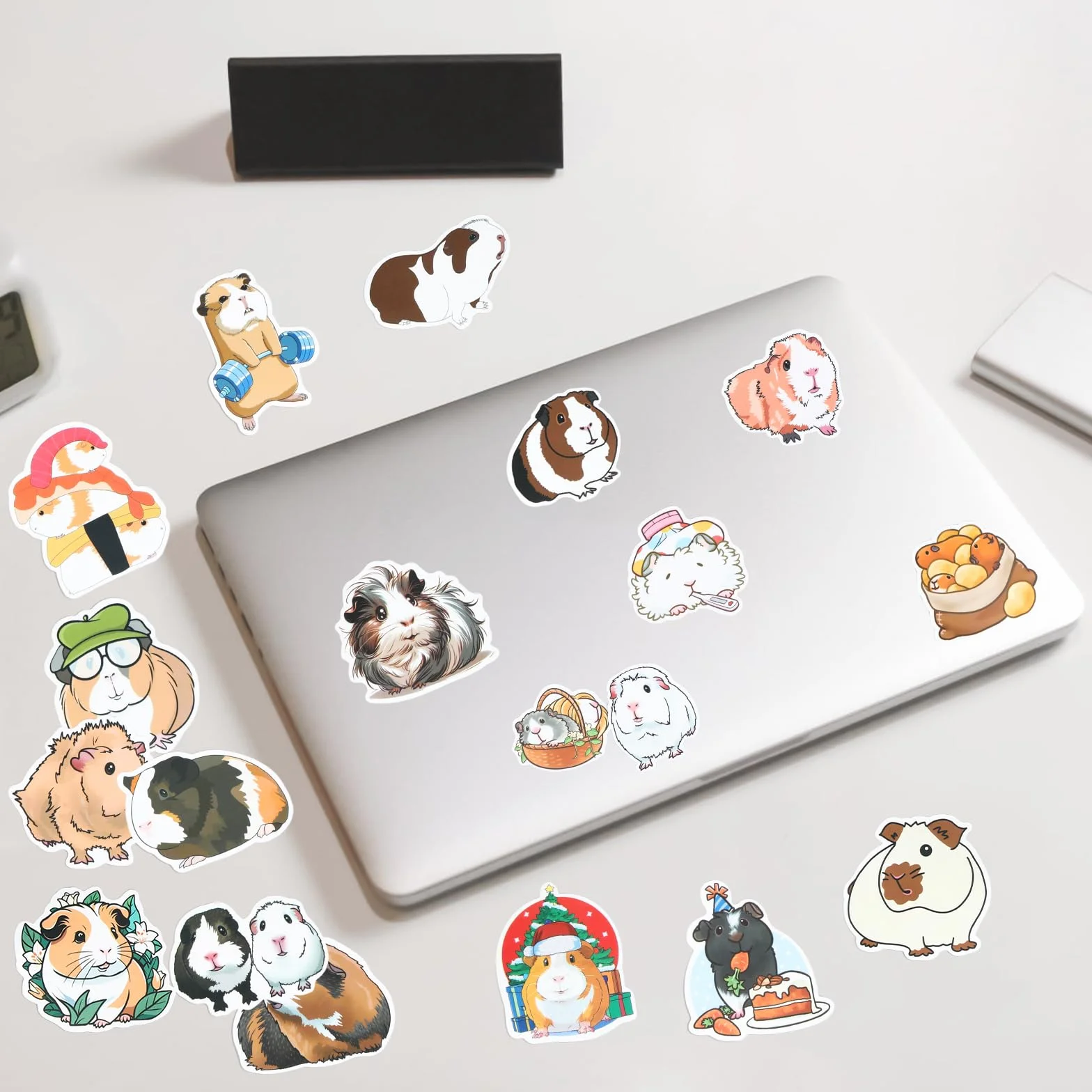 102 naklejki z motywem świnki morskiej, wodoodporne, winylowe, Capybara, naklejki Kawaii, urocze naklejki ze zwierzętami, naklejki z kreskówki, graffiti, na laptopa, deskorolkę, bagaż, walizkę
