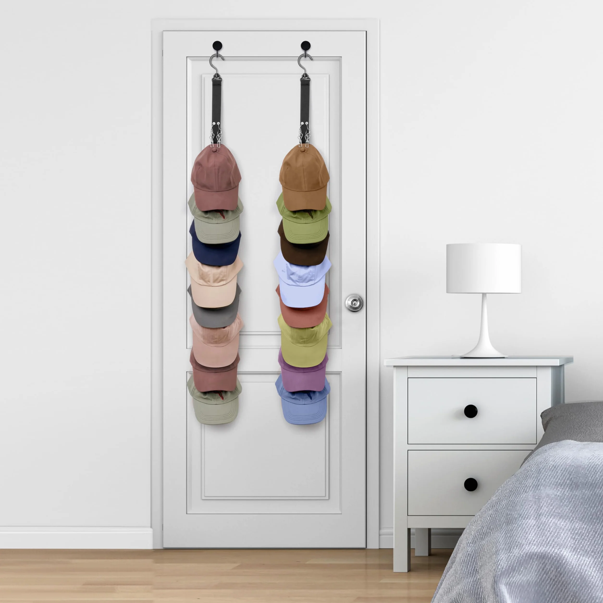 Winter Shore Organizer na Czapki do Szafy 2-pak Pionowy Wieszak na Czapki 32 Stalowymi Klamrami Montaż na Ścianie 100 cm