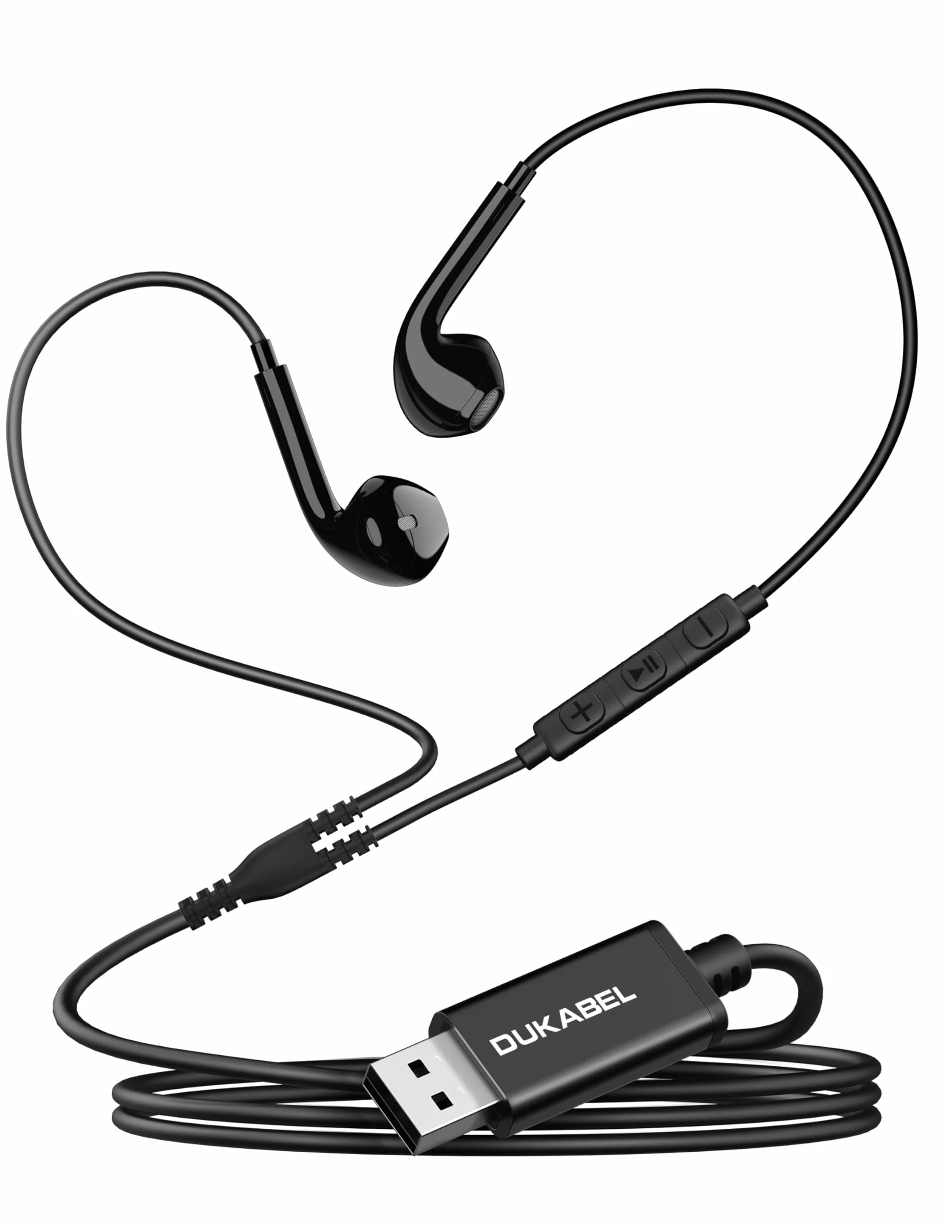 DuKabel Słuchawki douszne USB Zestaw słuchawkowy do gier USB z mikrofonem MEMS i regulacją głośności Zestaw słuchawkowy do komputera PC z redukcją szumów na PS4 PS5 PC Skype Office Live - 1.8m