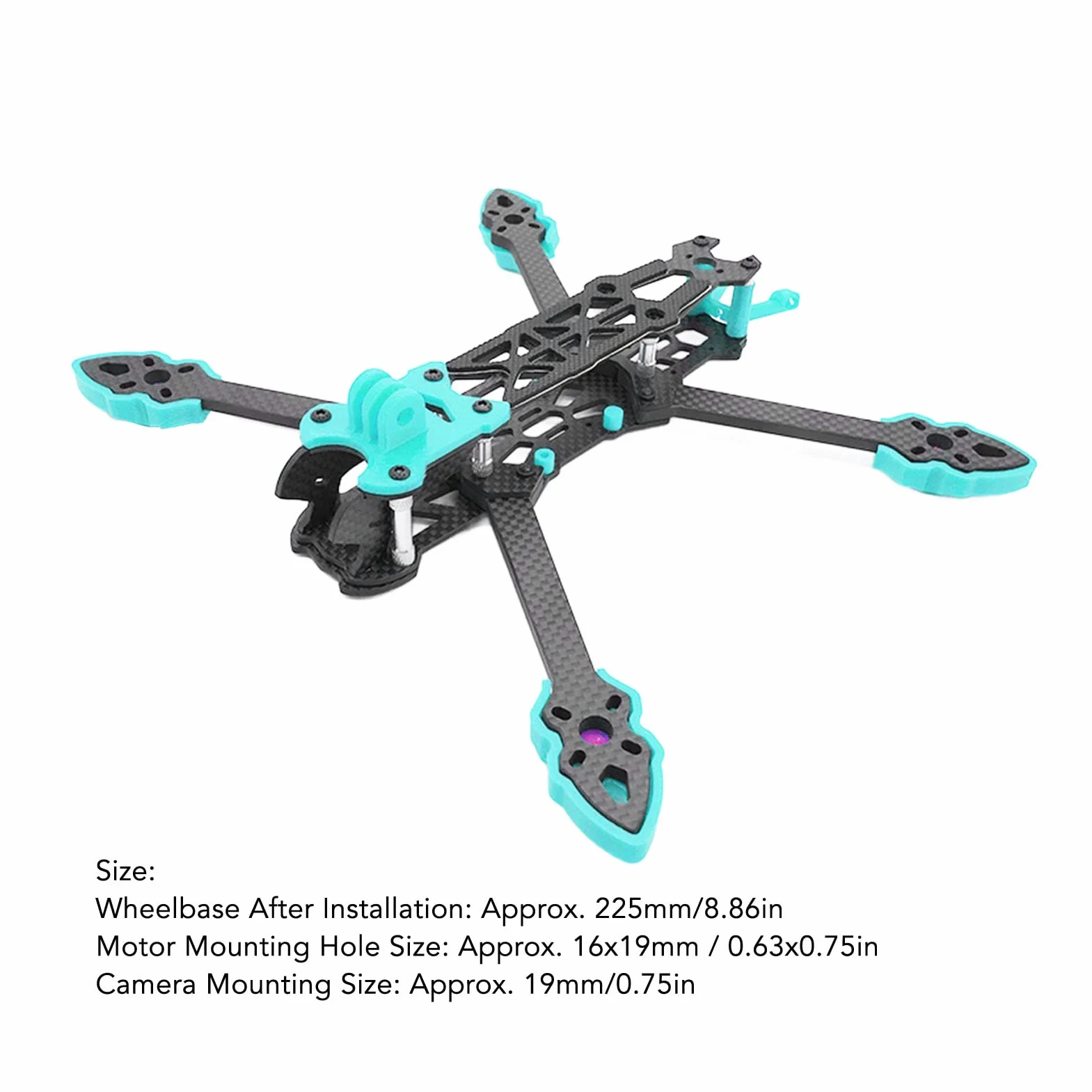 KENANLAN Zestaw ramy Quadcopter, FPV Racing drona, profesjonalna rama 225 mm, rozstaw osi z włókna węglowego, akcesoria do drona RC (niebieska)