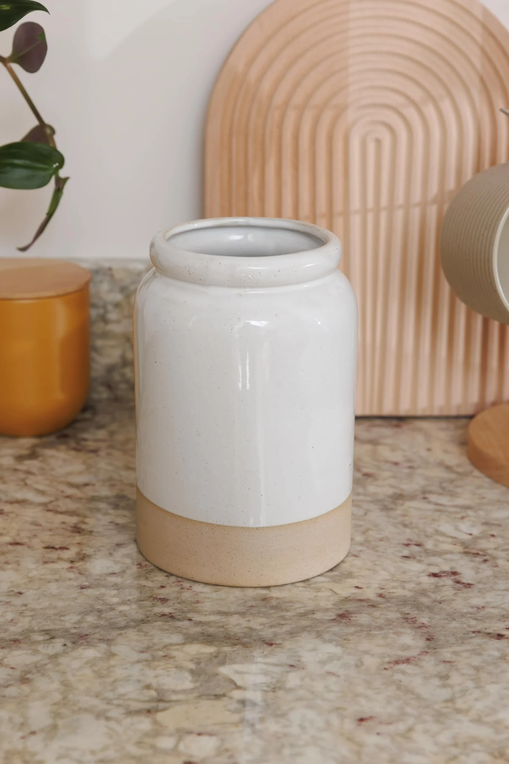 KitchenCraft Idilica Stoneware Utensil Holder 18 cm kremowy organizer na przybory kuchenne