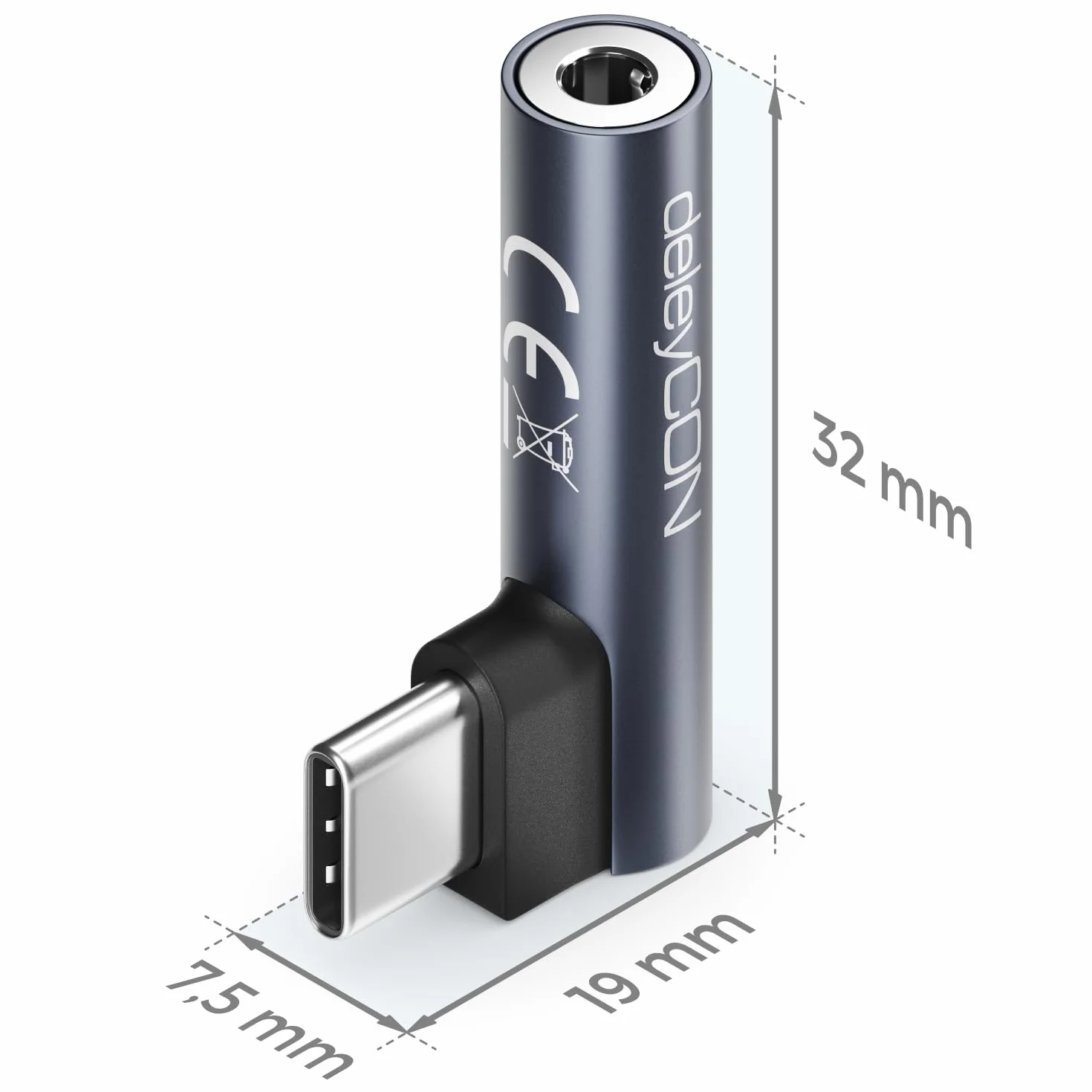 deleyCON USB C na Jack 3,5mm Adapter Audio do Słuchawek/Muzyki/Rozmów/Mikrofonu - Telefon, Smartfon, Tablet, Zestaw Słuchawkowy, Głośnik - dla iPhone 17 16 15, iPad, Galaxy S25 S24 A16 A56