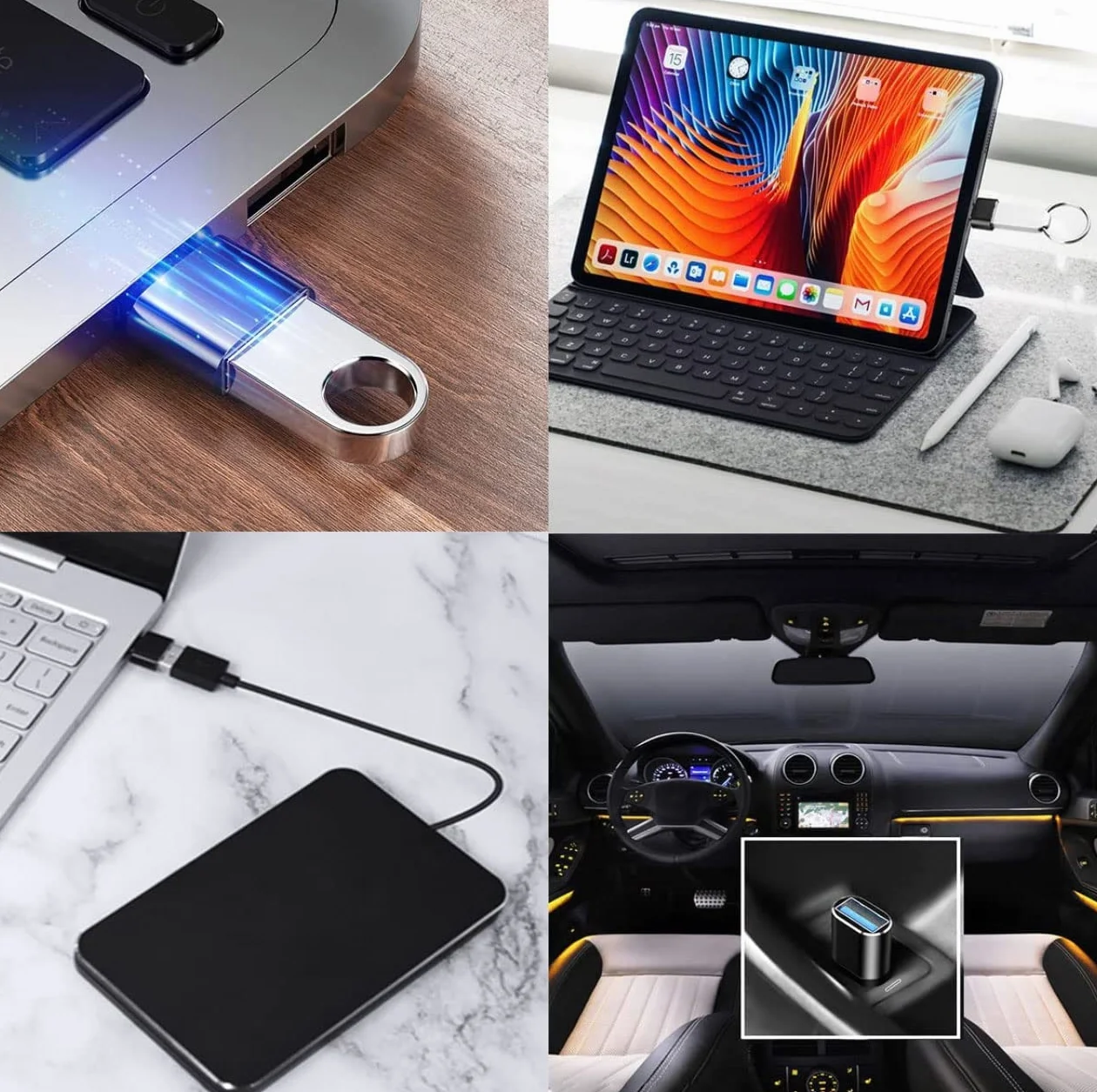 Magnet Zestaw 6 adapterów USB C na USB 2.0, OTG, USB-C na USB-A, kompatybilny ze smartfonami USB C i urządzeniami peryferyjnymi (czarny)