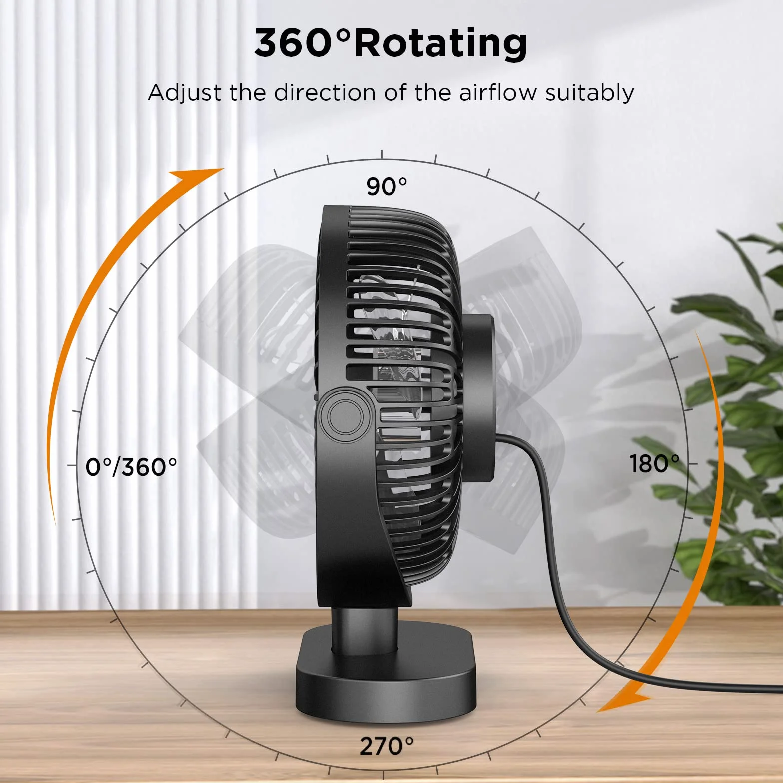 EasyAcc Mini wentylator stołowy USB przenośny wentylator biurkowy do biura, 4 prędkości, do biura, podróży, w Wielkiej Brytanii
