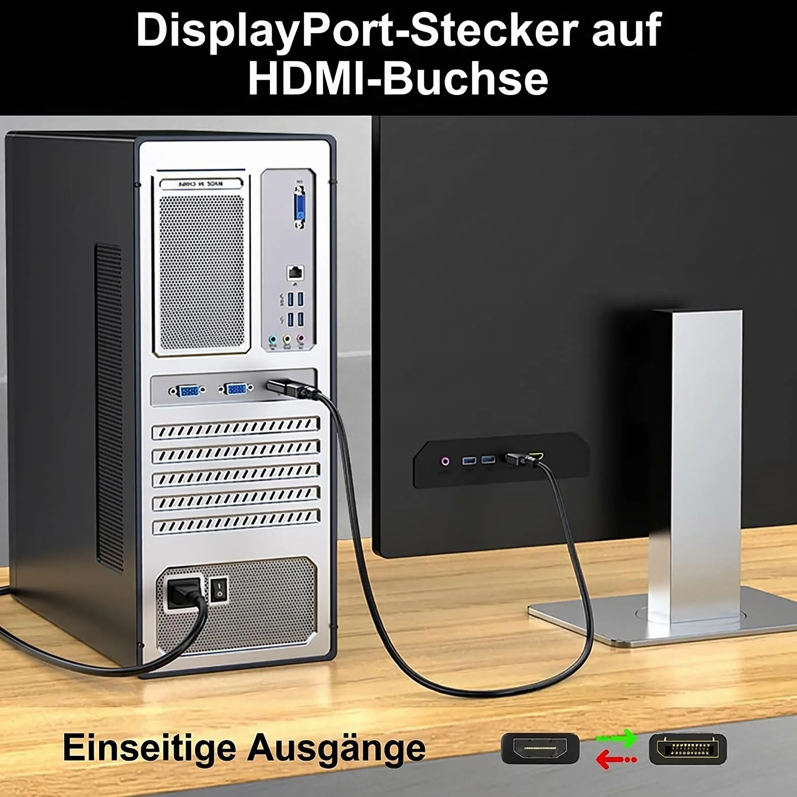 Adapter DisplayPort na HDMI 2 sztuki, 4K @ 30 Hz HDMI na DisplayPort Adapter