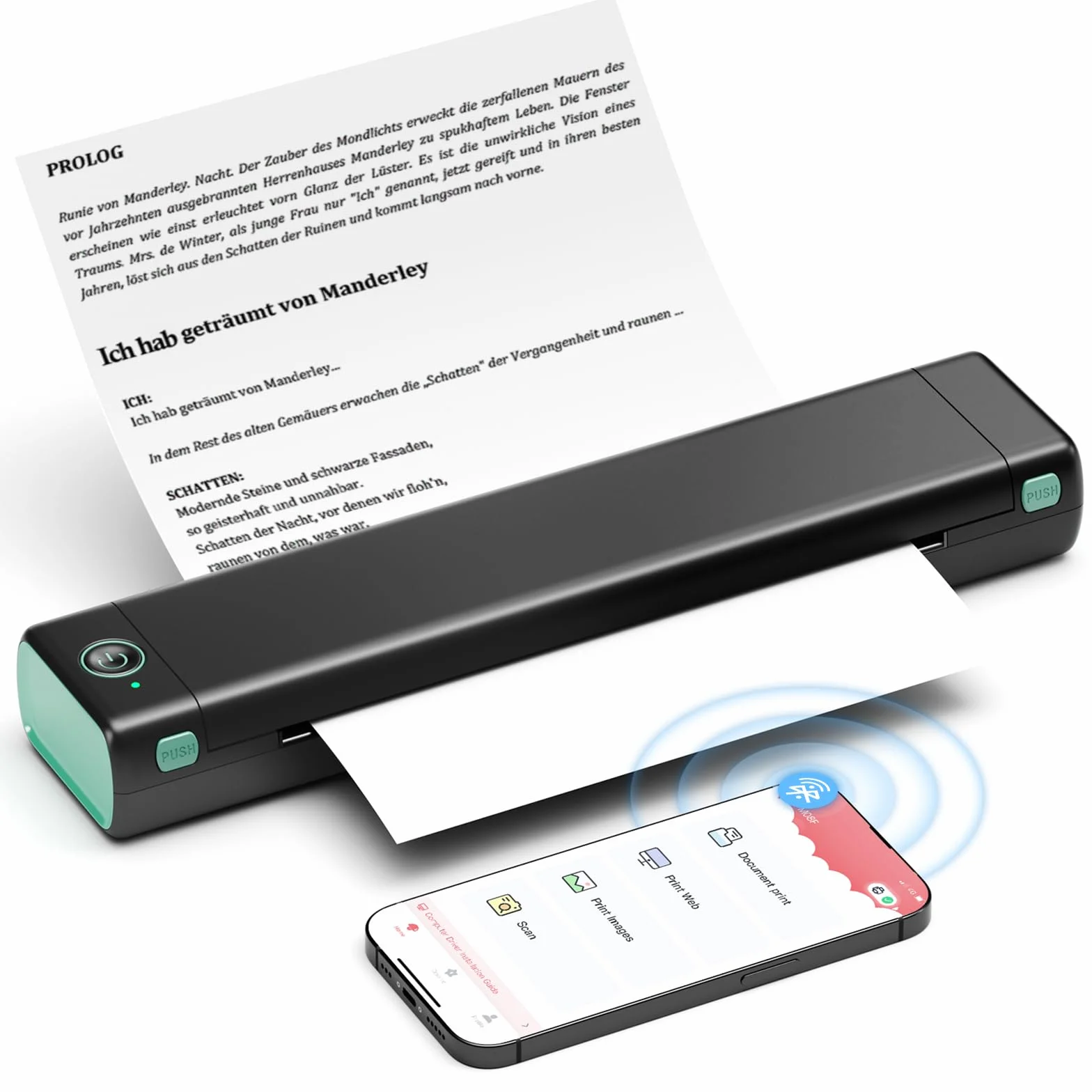 Bluetooth drukarka termiczna, mobilna przenośna drukarka Itari Mała kompaktowa, przenośna drukarka do podróży i tatuażu, obsługuje papier termiczny A4, kompatybilny z systemem Android iOS Mac
