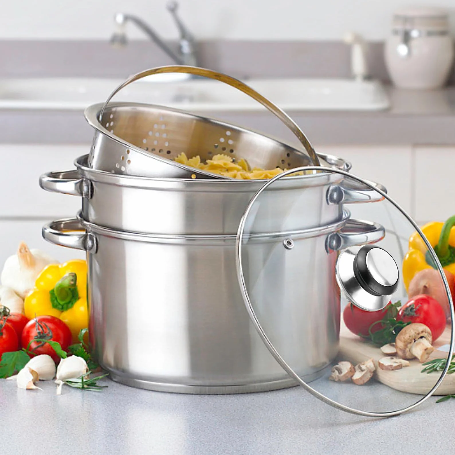 2 sztuki uchwytów i pokrywki ze stali nierdzewnej, odpornych na wysokie temperatury, do pokrywki szklanej i naczyń kuchennych
