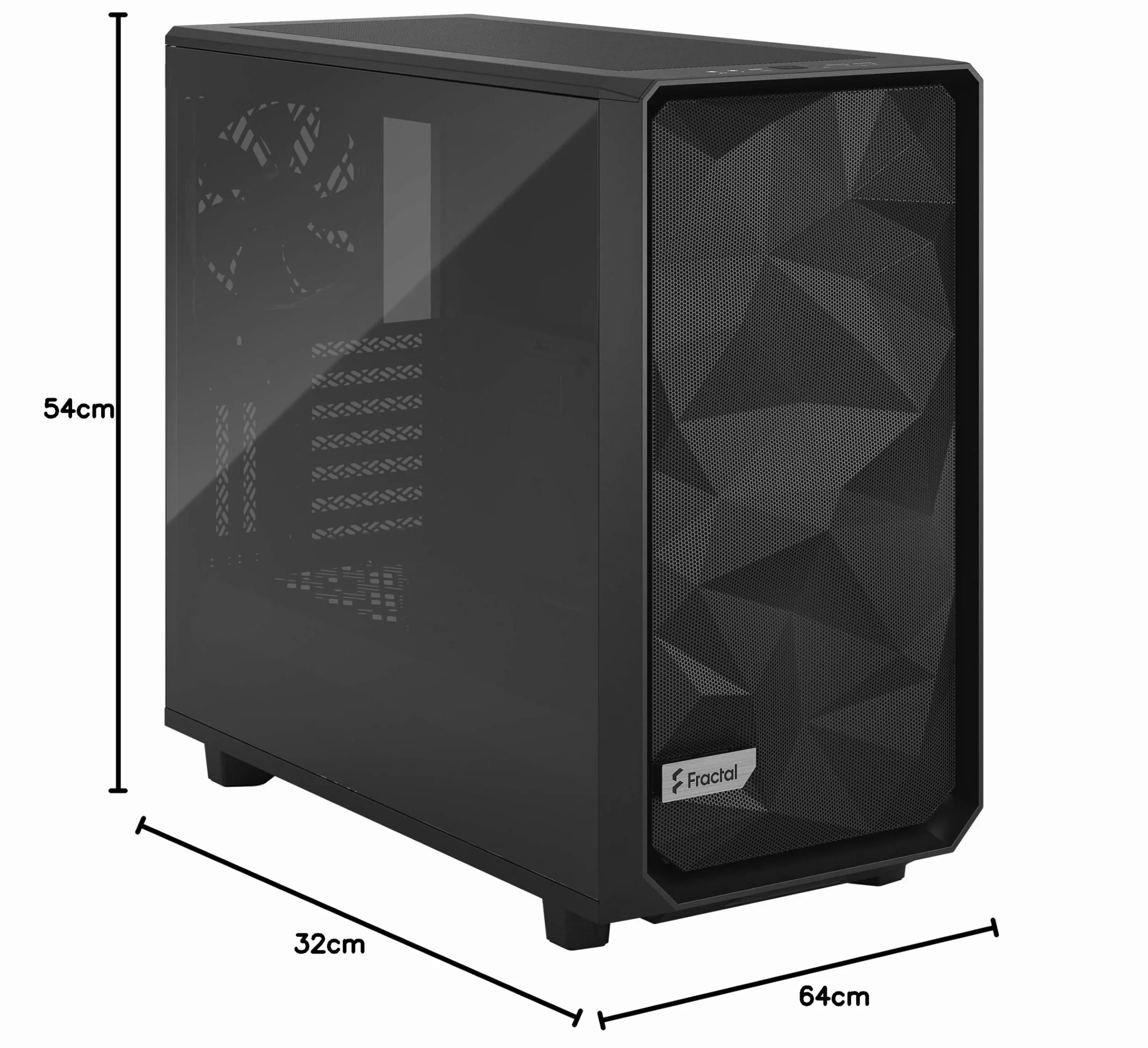 Fractal Design Meshify 2 FD-C-MES2A-03 Obudowa Komputerowa, Czarny/Półprzezroczysty, 54.2 x 24 x 47.4 cm