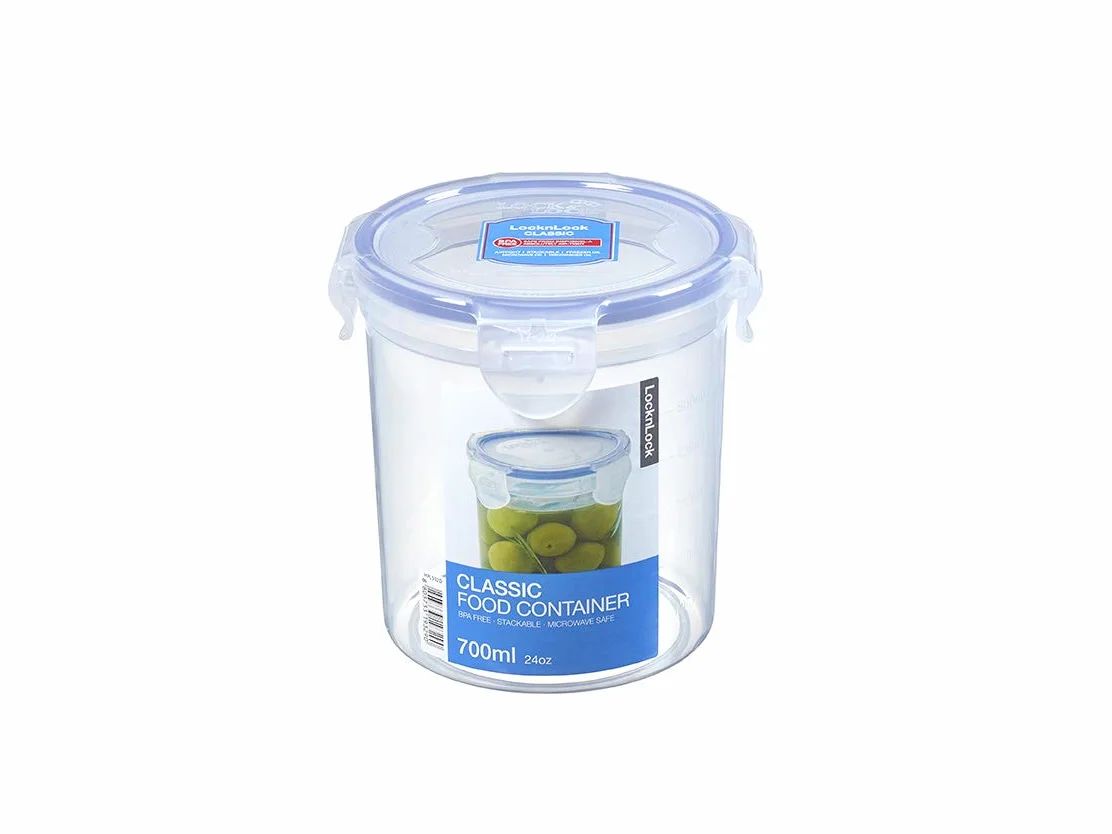 Lock & Lock HPL932D Okrągły pojemnik do przechowywania - przezroczysty/niebieski, 700 ml