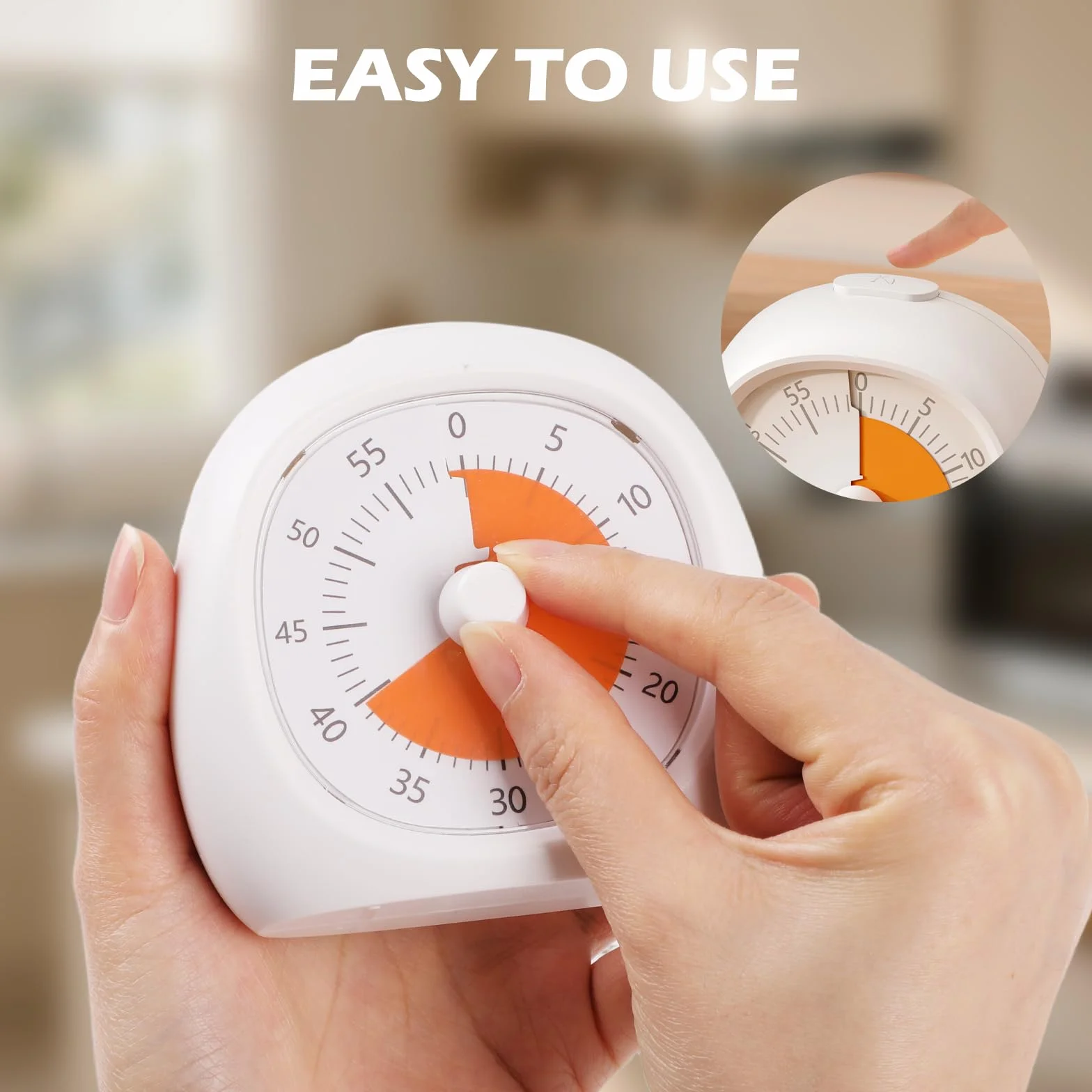 WD&CD 60-minutowy wizualny timer dla uczniów i dorosłych, cichy minutnik, do klasy, kuchni, nauki, narzędzia do zarządzania czasem, biały