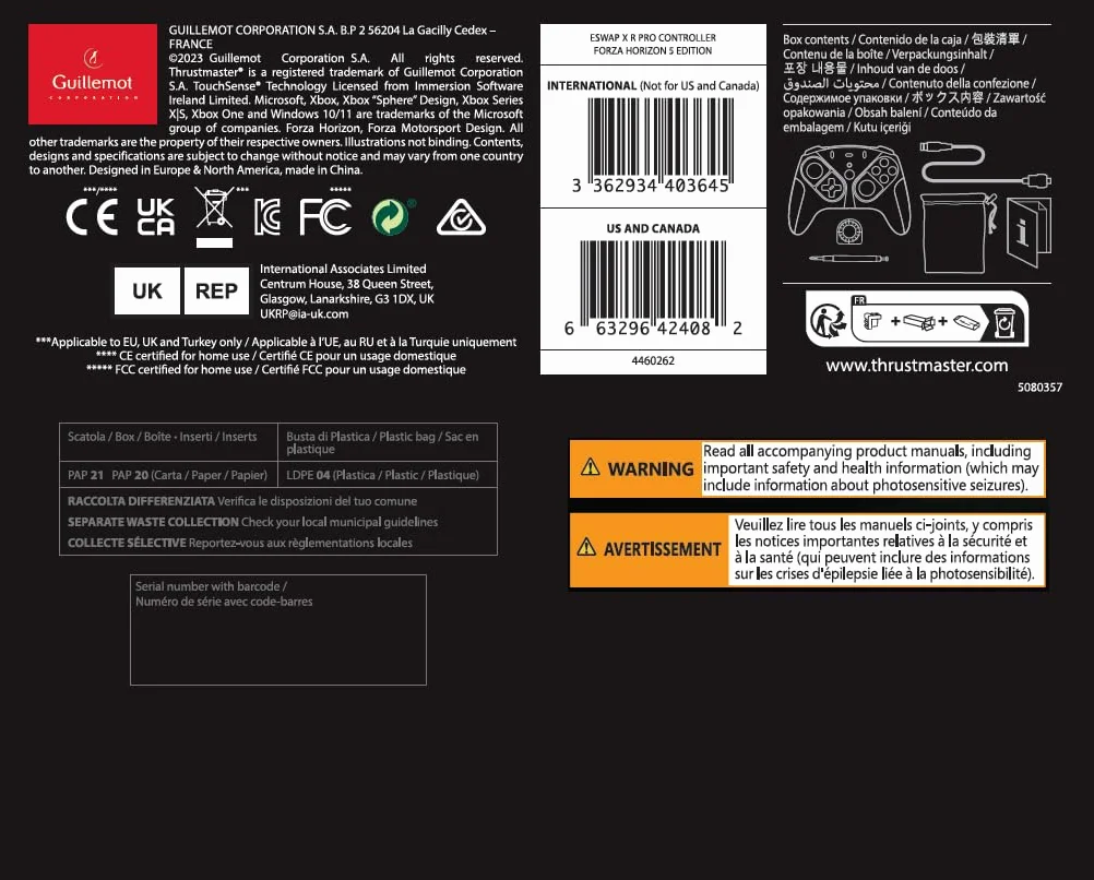 Thrustmaster ESWAP XR PRO CONTROLLER FORZA HORIZON 5 EDITION, Modułowy Przewodowy Kontroler Gier, Racing Wheel Module, Oficjalna Licencja FORZA HORIZON 5/Xbox, Precyzyjne Minidrążki, Przełączniki Tact