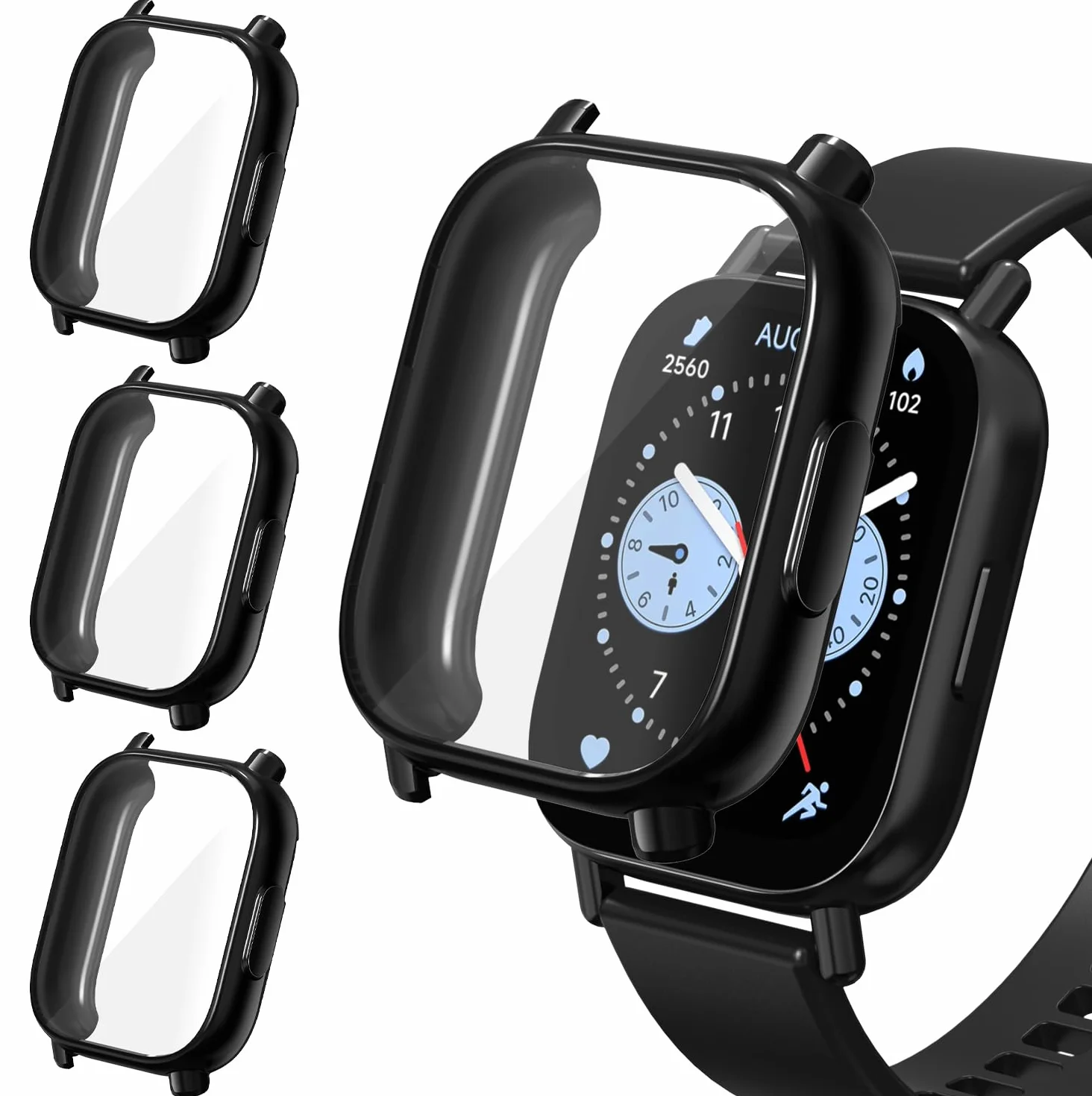 ivoler 3 szt. Obudowa z Folią Ochronną dla Xiaomi Redmi Watch 5 Lite (nie dla Redmi Watch 5) – pełne pokrycie, ultracienka miękka TPU, czarna