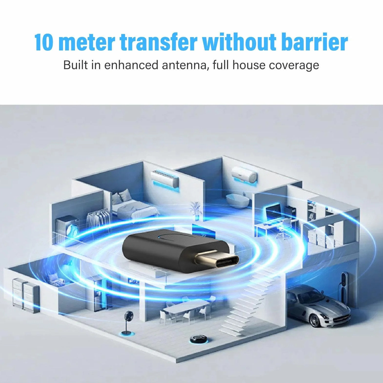 USB-C aptX Bluetooth 5.4 adapter audio, zestaw głośnomówiący, adapter muzyczny, nadajnik dźwięku do komputera, laptopa, tabletu, słuchawek, Plug and Play Wireless Dongle