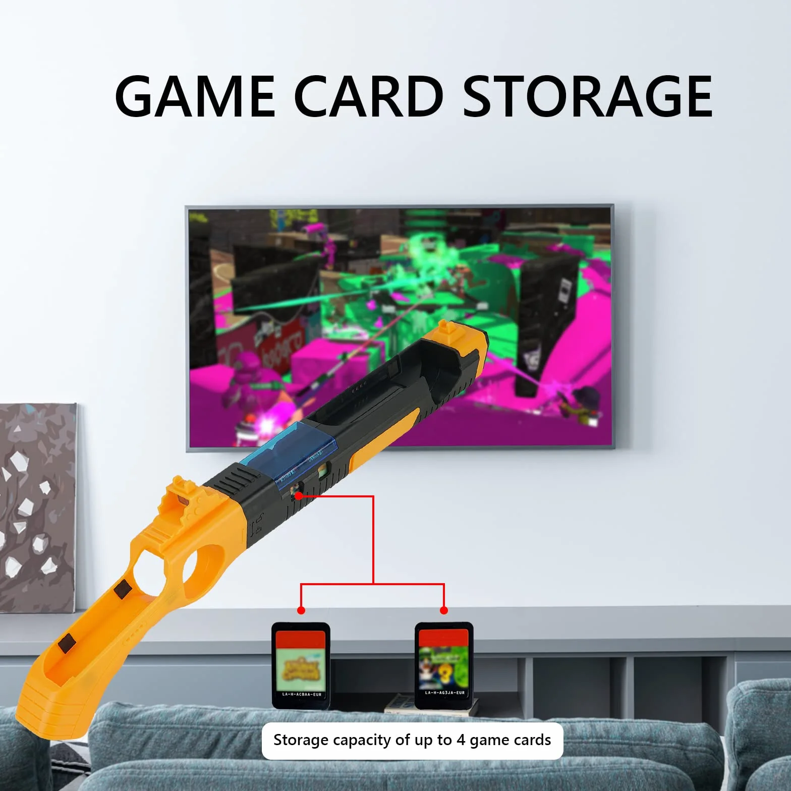 Geekria Kontroler pistoletu do gier kompatybilny z przełącznikiem Nintendo/OLED Joy-Cons Gun Shooting Akcesoria do gier, kompatybilny z Splatoon 3, z miejscem na karty do gry (czarny brąz)