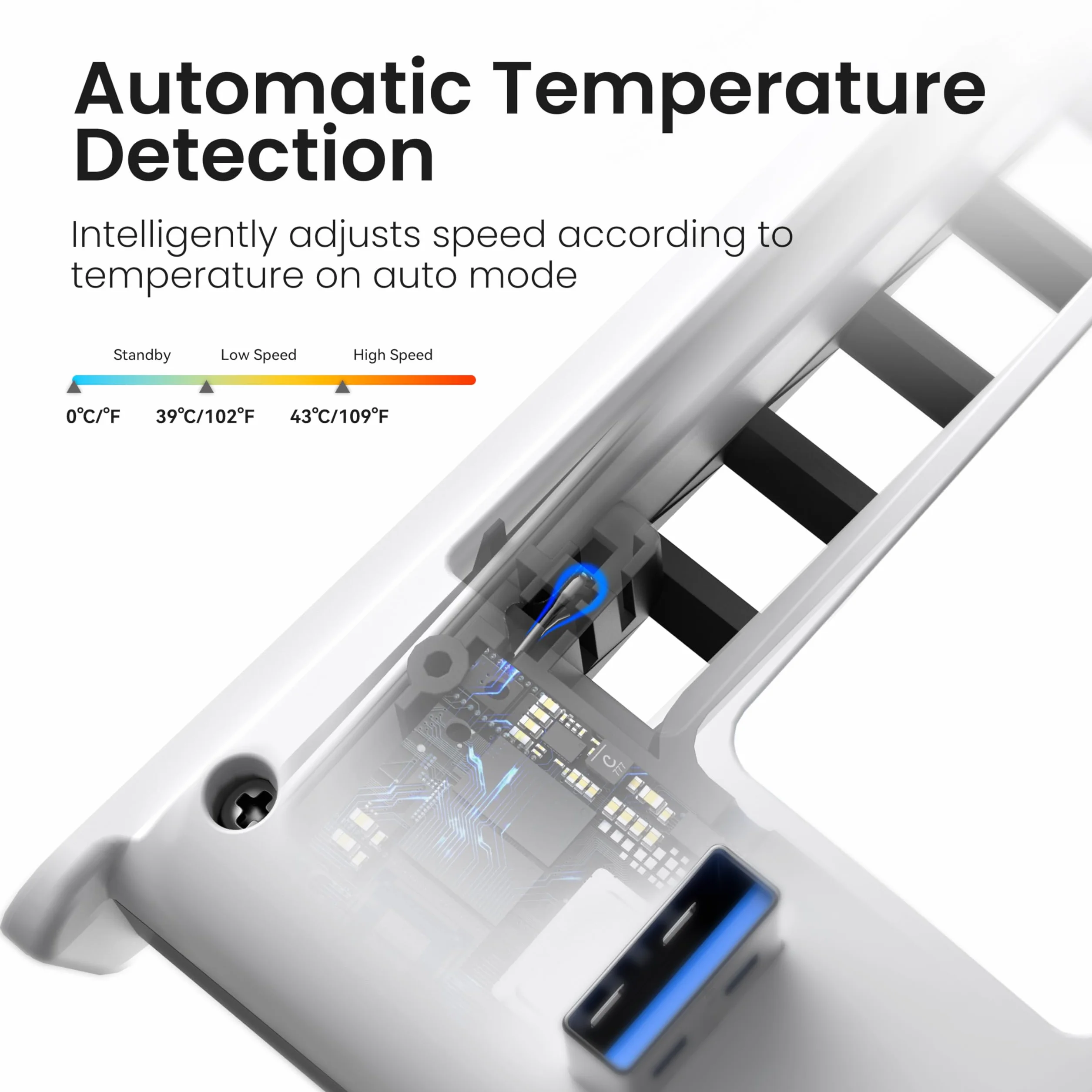 KIWIHOME PS5 Slim wentylator chłodzący z automatyczną regulacją prędkości, LED, USB 3.0