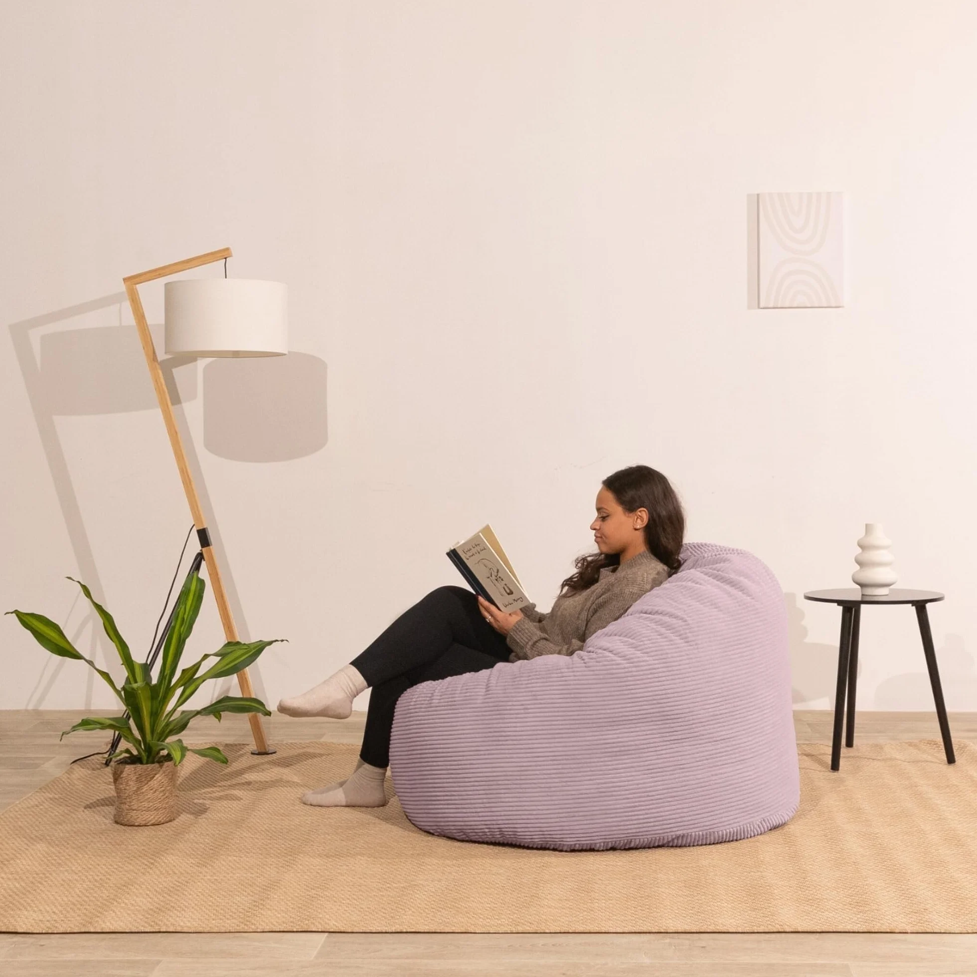 bananair - Worek do siedzenia ze sztruksu szeroko prążkowanego dla dorosłych i dzieci – miękki, wygodny i elegancki – optymalne podparcie – fotel worek XXL z wypełnieniem, Bean Bag (100 cm