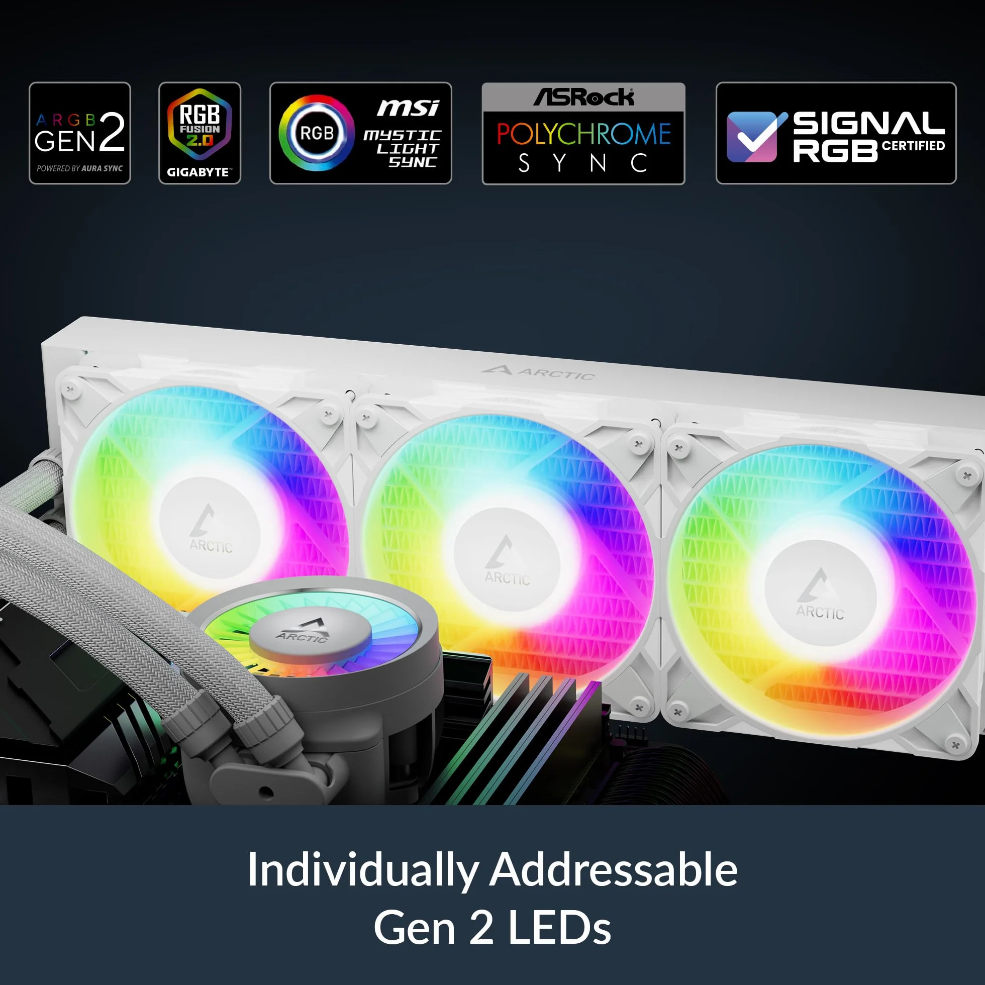 ARCTIC Liquid Freezer III Pro 420 A-RGB (White) - Chłodnica Procesora AIO, chłodzenie wodne 3 x 140 mm, chłodnica 38 mm, pompa PWM, wentylator VRM, AMD AM5/AM4, Intel LGA1851/1700 Rama Stykowa - Biały