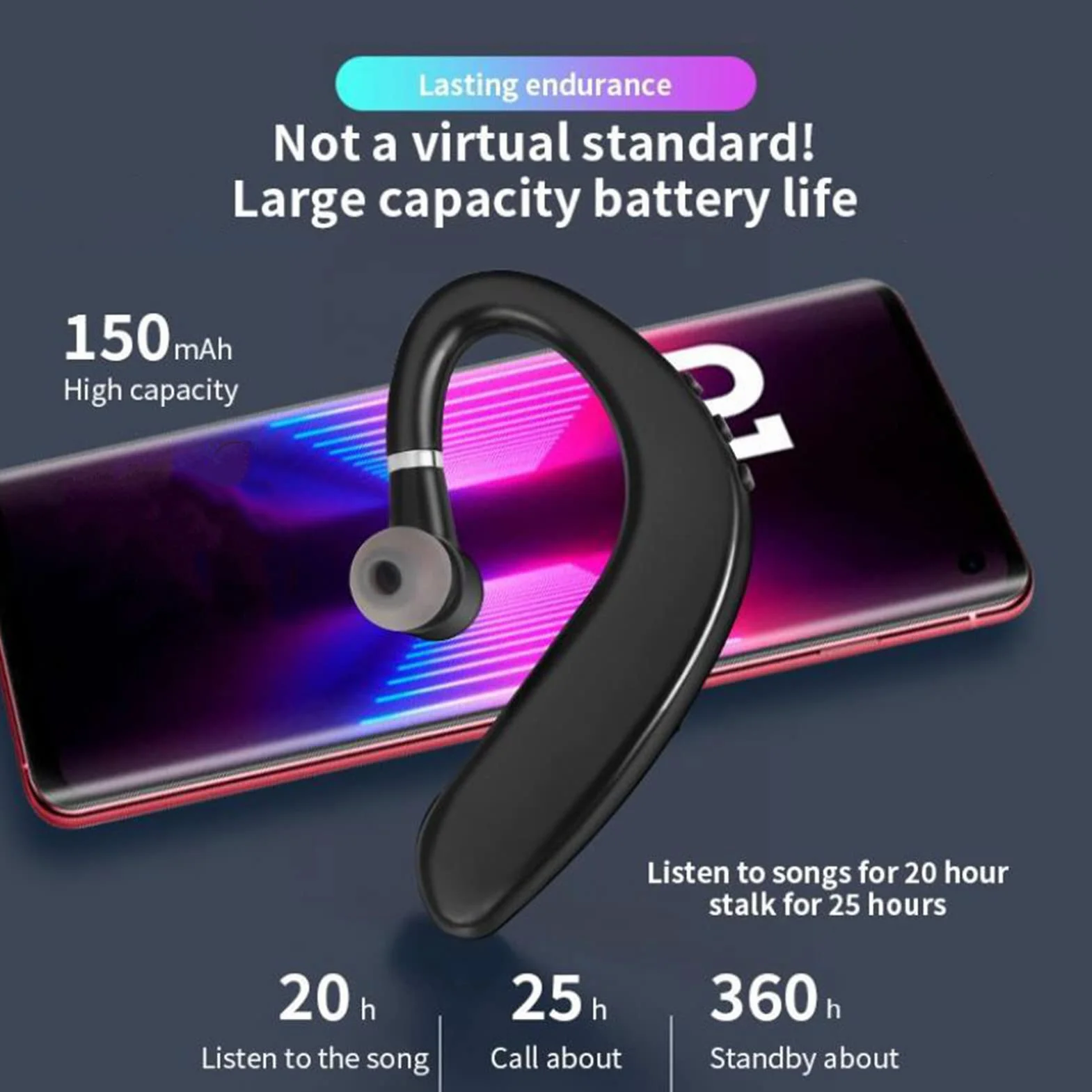 Zestaw Słuchawkowy z Jednym Uchem, Bezprzewodowe Słuchawki Bluetooth V5.2 Zestaw Słuchawkowy z Zaczepem na Ucho do Podróży Służbowych Wodoodporny Zestaw Słuchawkowy dla Biznesu
