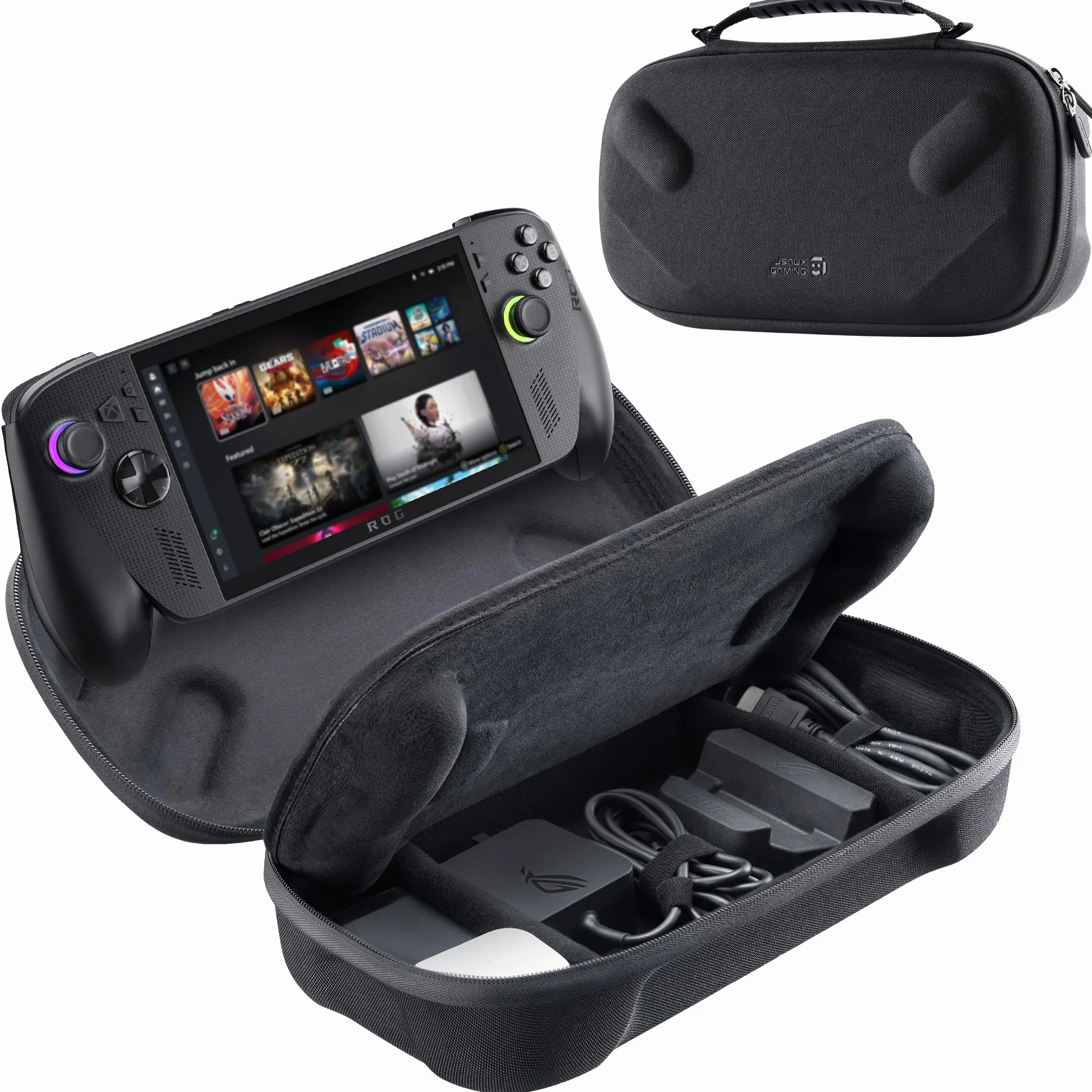 JSAUX Etui do ROG Xbox Ally/ROG Xbox Ally X (2025) Double-Decker, ochronna twarda obudowa, dwuwarstwowa przenośna torba podróżna do przechowywania pasuje do adaptera, kabla i akcesoriów -BG0136