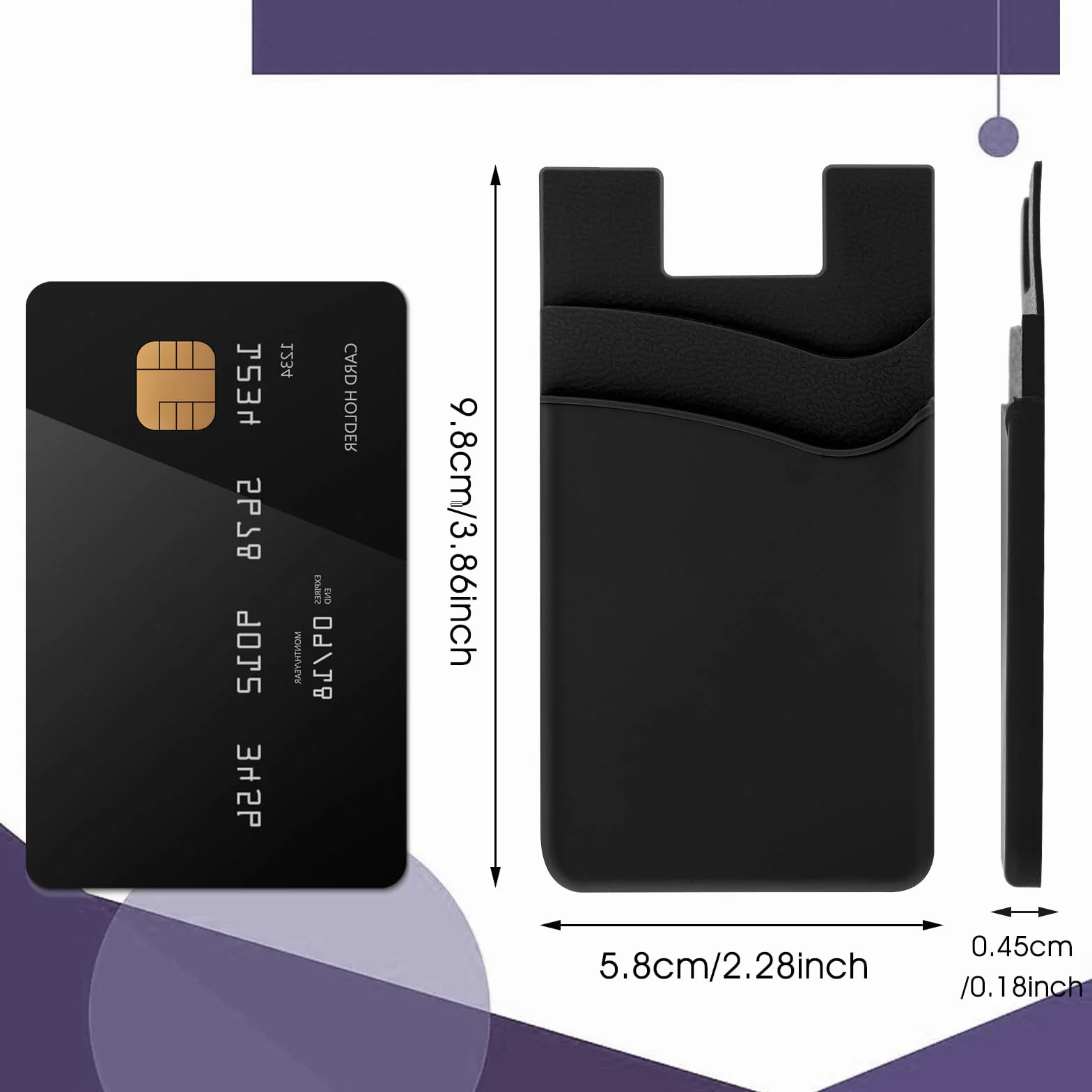 Mabor 3 szt. Uchwyt na karty do telefonu, kieszeń na telefon, portfel przyklejany do telefonu, pasuje do każdego smartfona, mocna przyczepność, uchwyt na karty na tył telefonu, portfel do telefonu