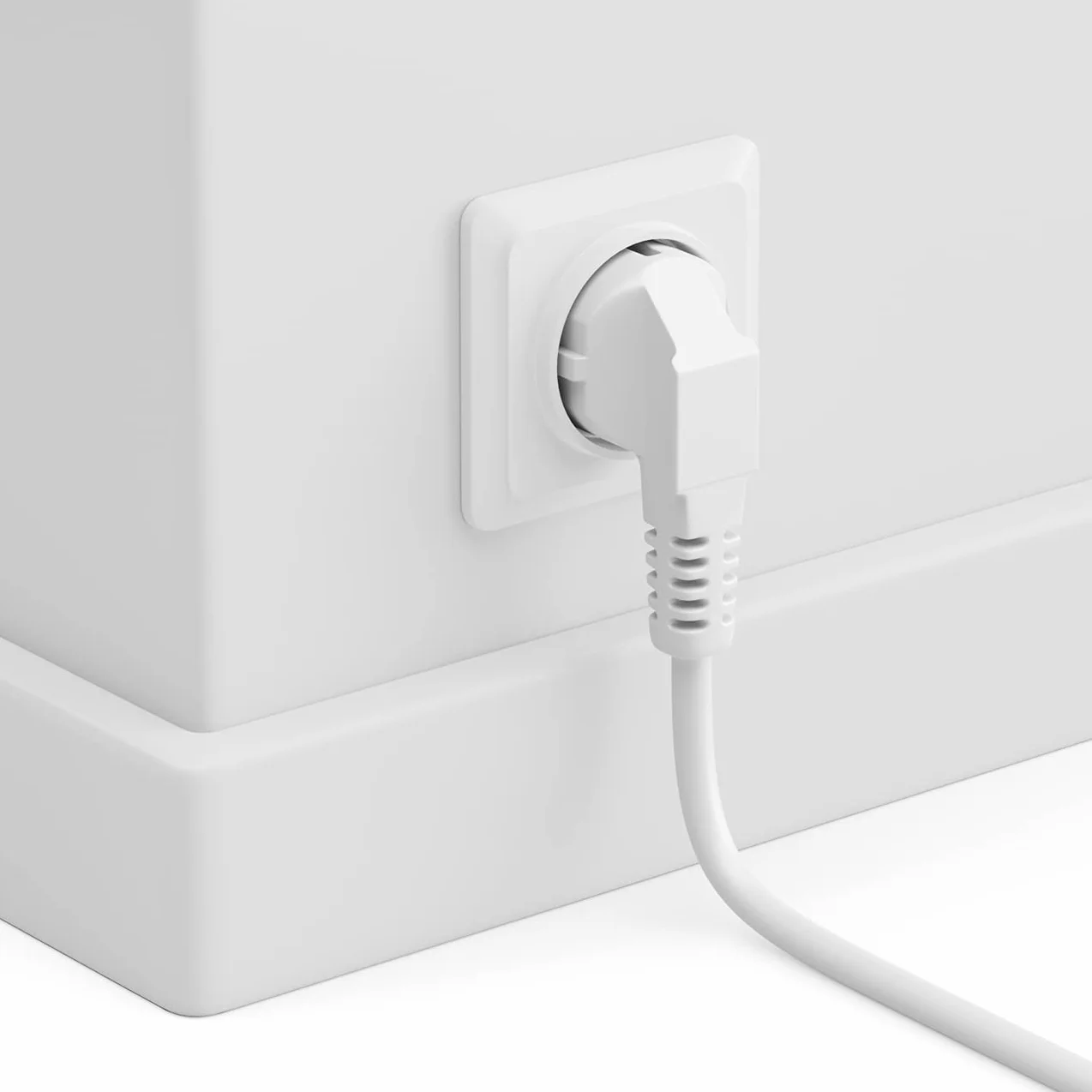 deleyCON 3,0m Kabel Zasilający Przewód Sieciowy Wtyk Ochronny Typ F (CEE 7/7) 90° Kątowy na Gniazdo C13 90° Kątowe Prawe PC Komputer Monitor Drukarka Projektor - Biały