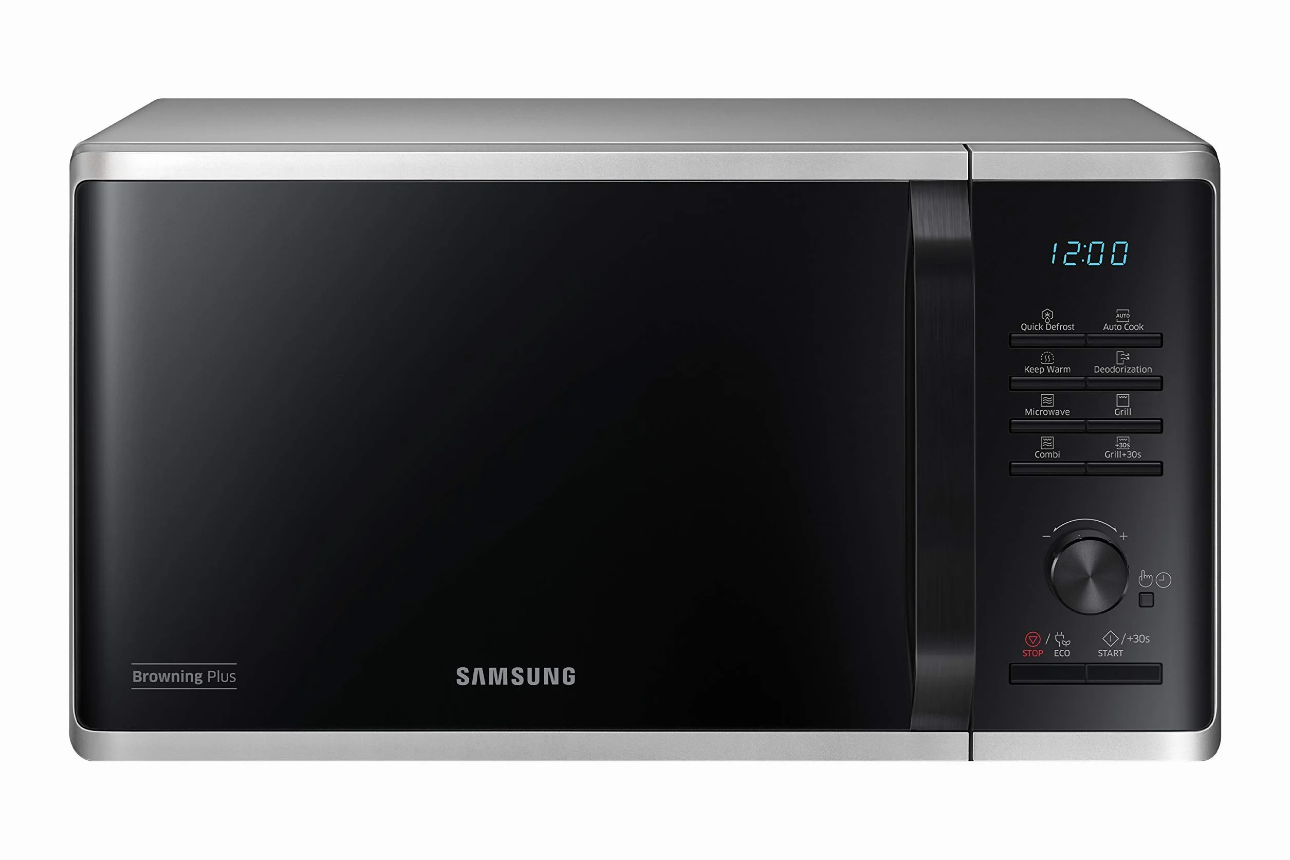 Samsung MG2AK3515AS/EG kuchenka mikrofalowa z grillem, 800 W, 23 komora gotowania, szerokość 48,9 cm, Quick Defrost, 27 programów automatycznych, kolor srebrny